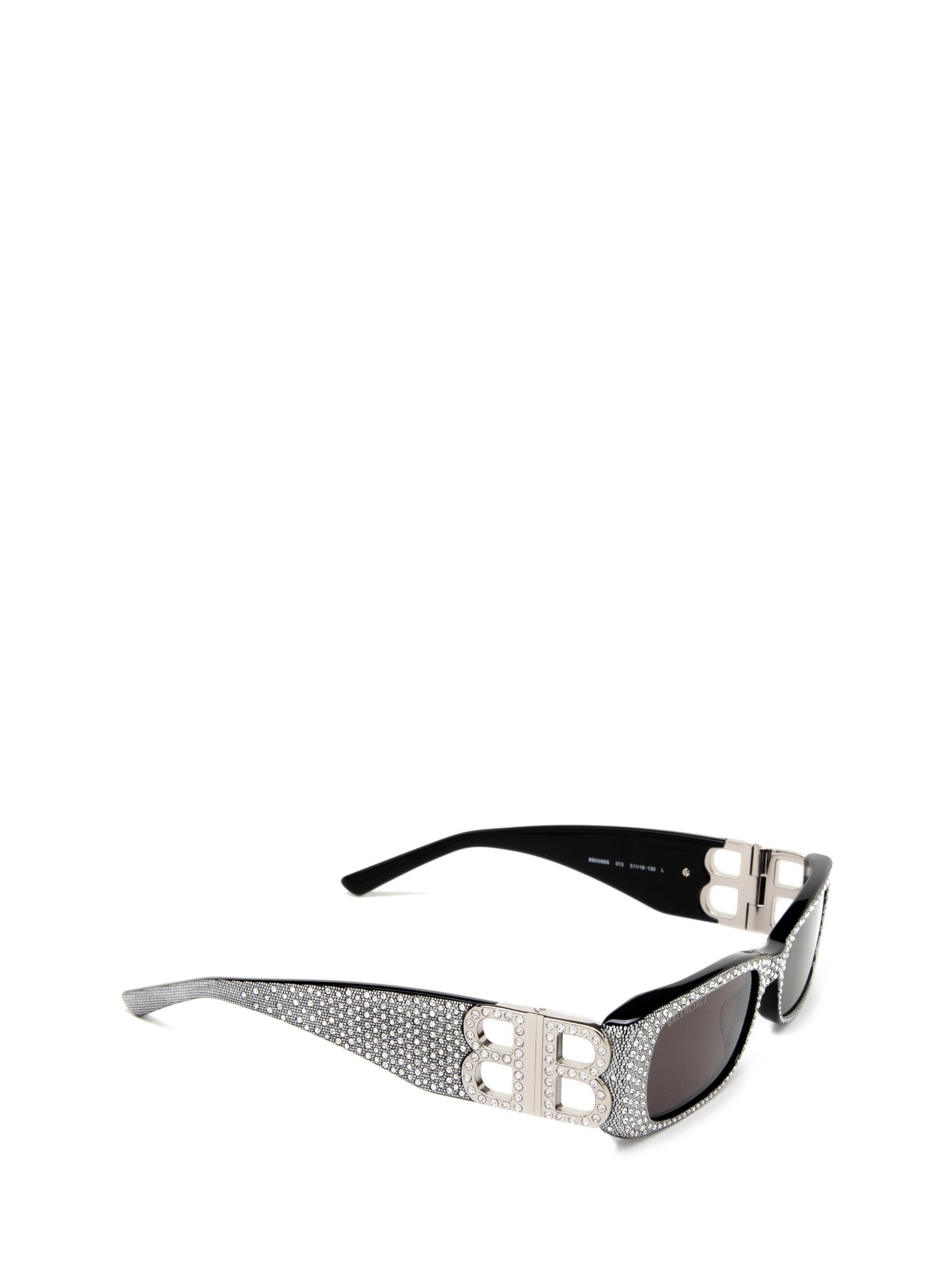Balenciaga Rectangle Mirror B Acetate Sunglasses In Black & Crystal ...