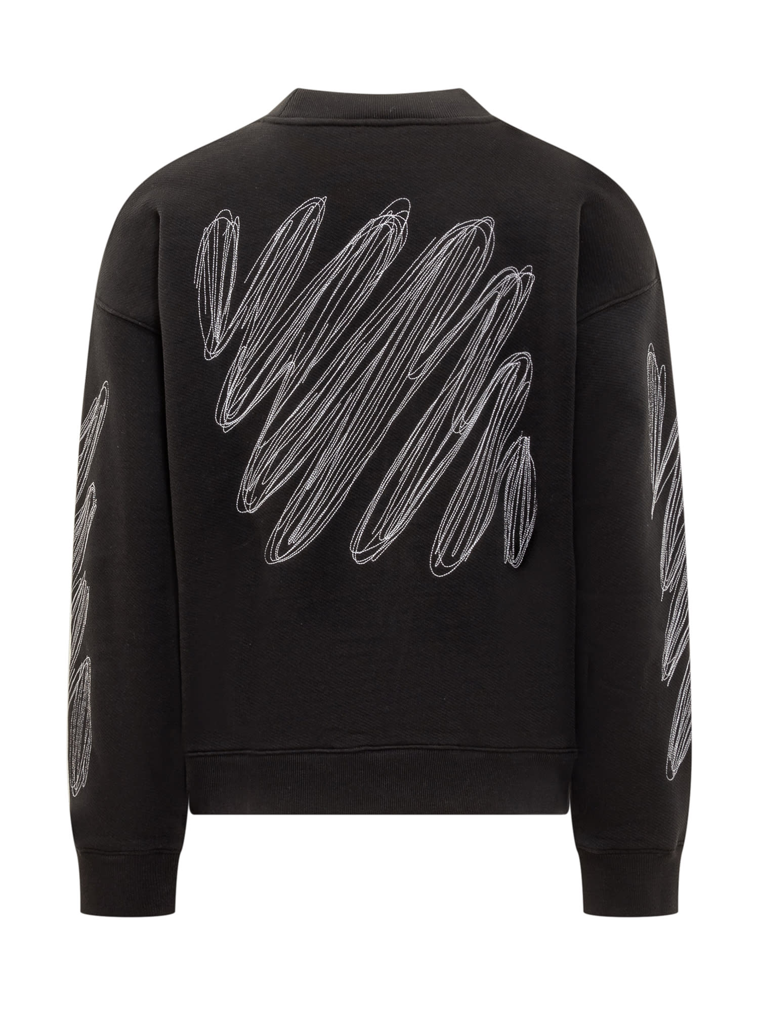 Shop Off-white Sweatshirt With Scribble Logo In Black White
