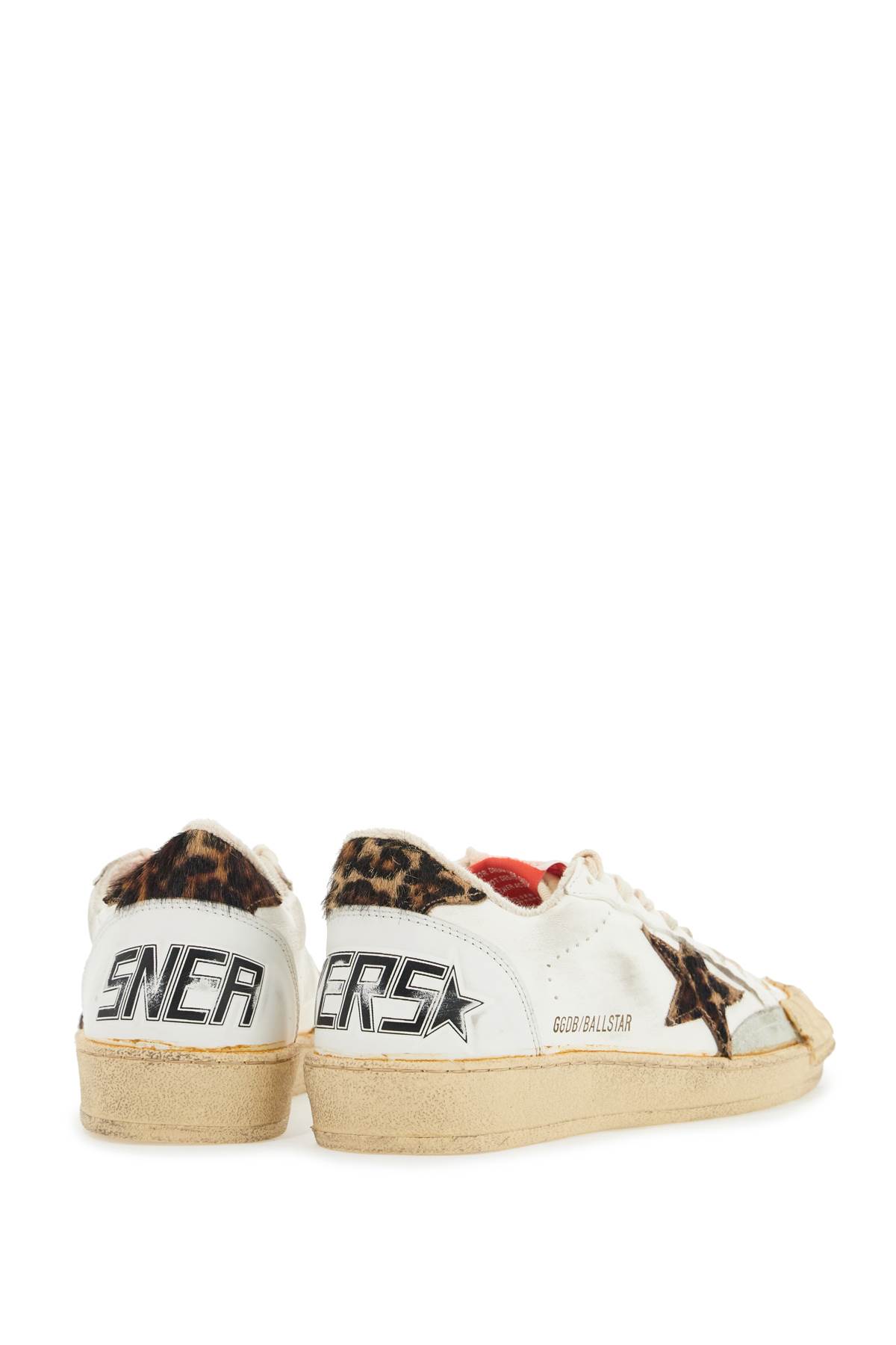 Golden Goose Ball Star In Nappa With Leopard-print Pony Skin Star And Heel Tab In Cream/beige Brown Leo/white (white)