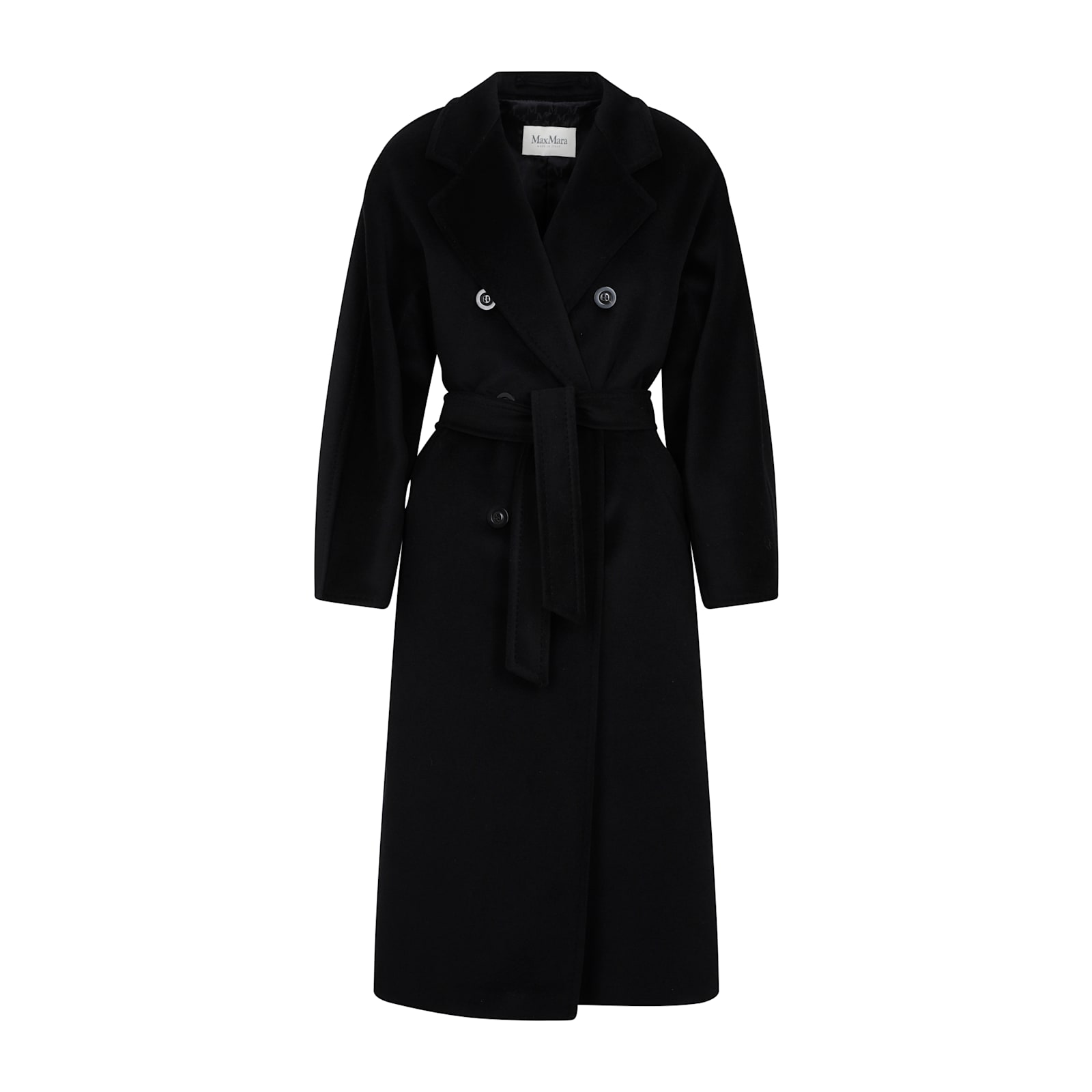 Max Mara Double-breasted Coat With Belt Coats Blue In Black
