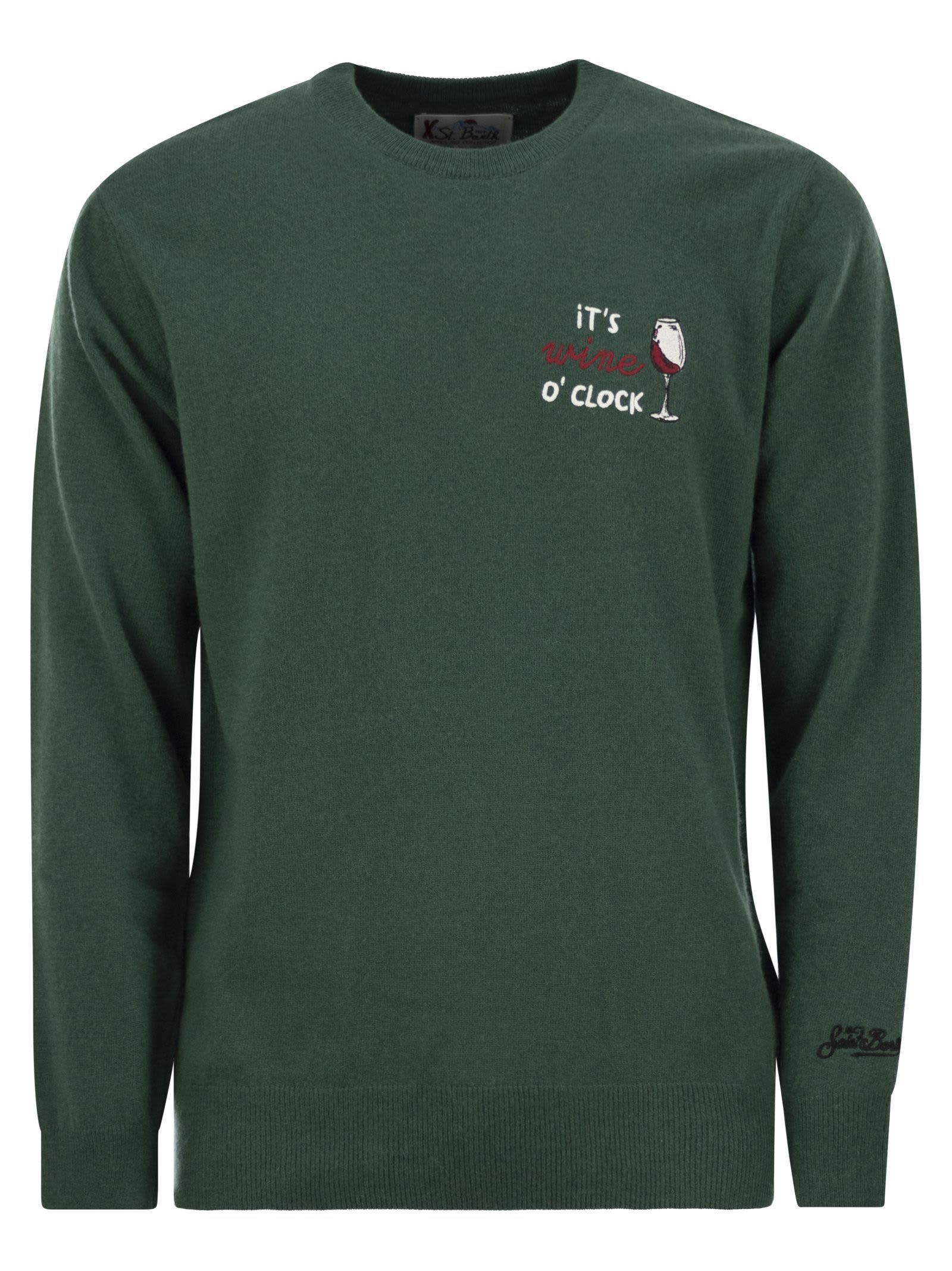 Shop Mc2 Saint Barth Its Wine O Clock Wool And Cashmere Blend Sweater In Green