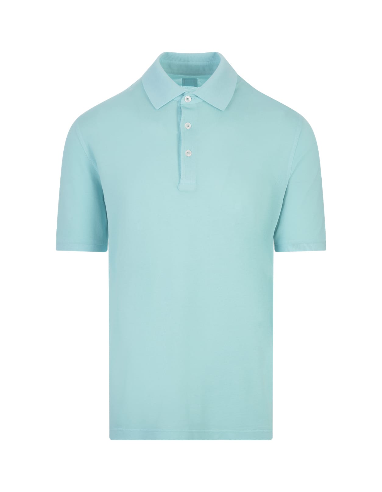 Shop Fedeli Cyan Light Cotton Piquet Polo Shirt In Blue