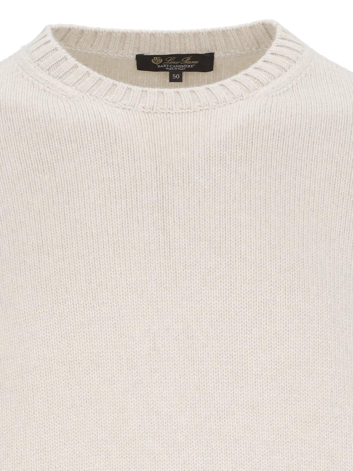 Shop Loro Piana Cashmere Crew Neck Sweater In Ivory Lace Mel Nutmeg See Mel