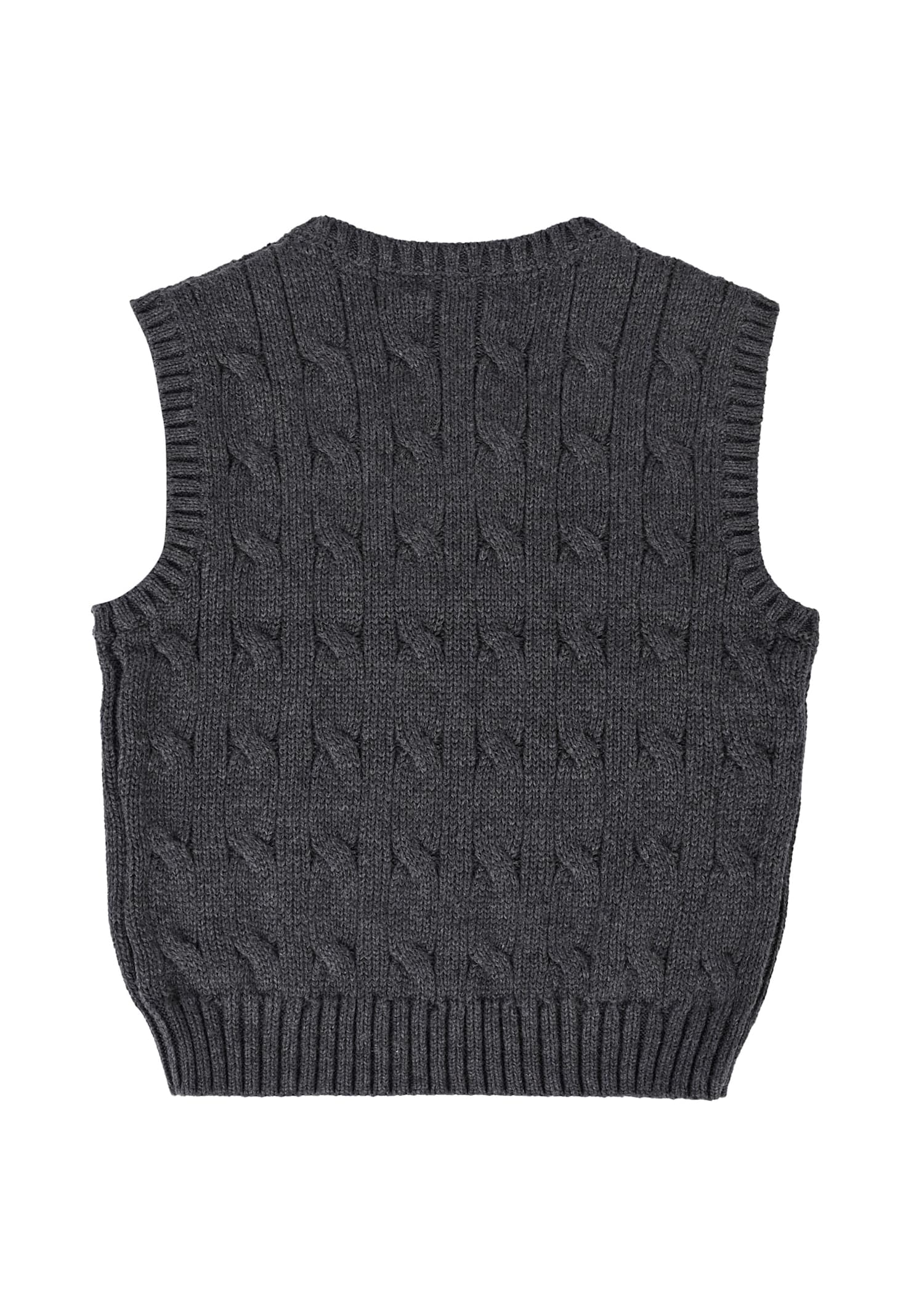 Ralph Lauren Grey Vest Sweater For Baby Boy With Horse In Gray