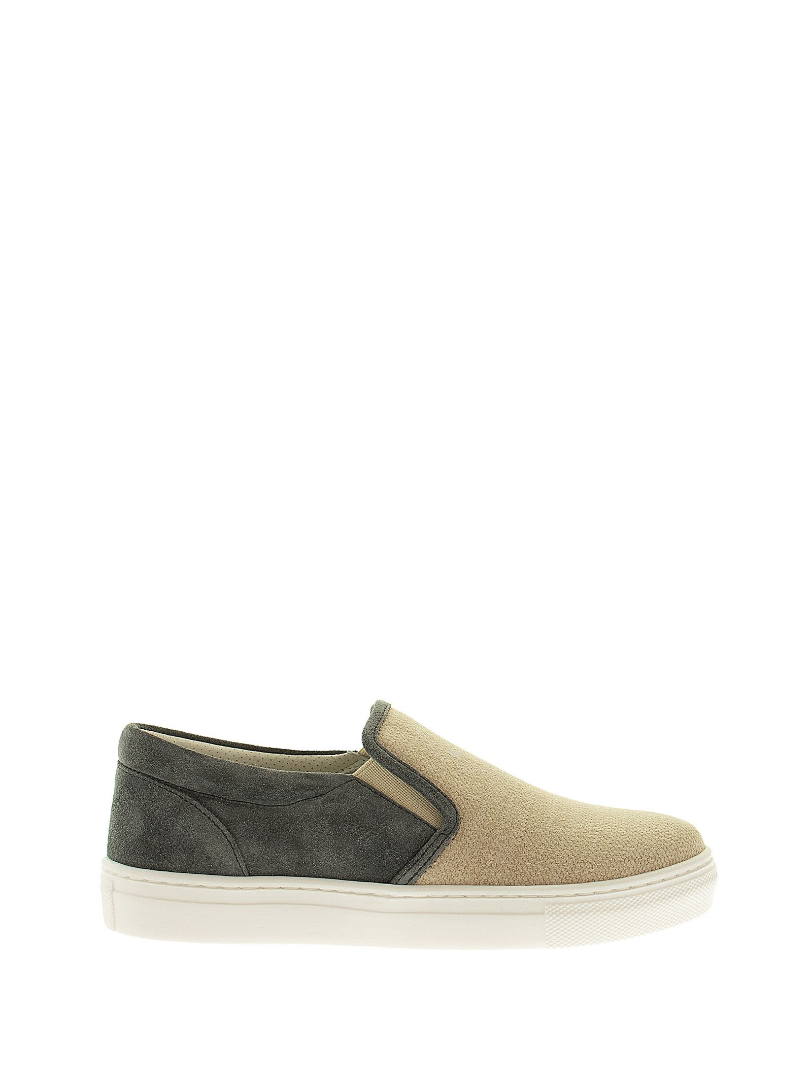 Brunello Cucinelli Canvas And Suede Slip-on Sneakers