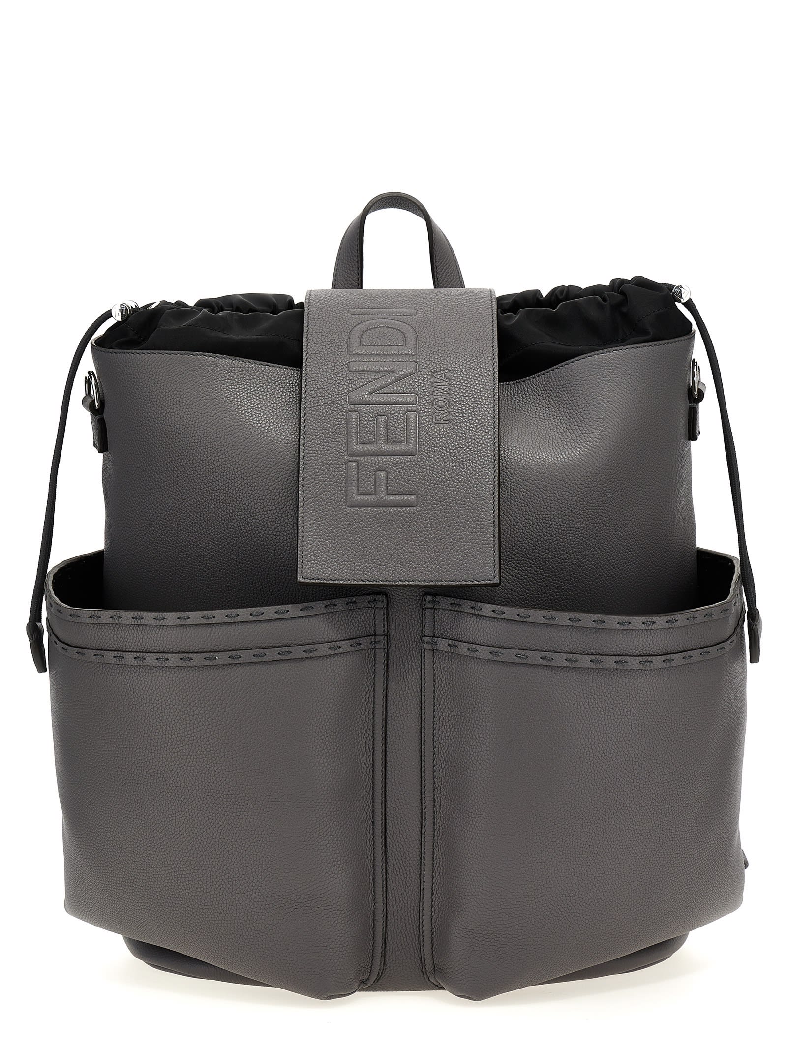 Shop Fendi Strike Large  Roma Backpack In Gray