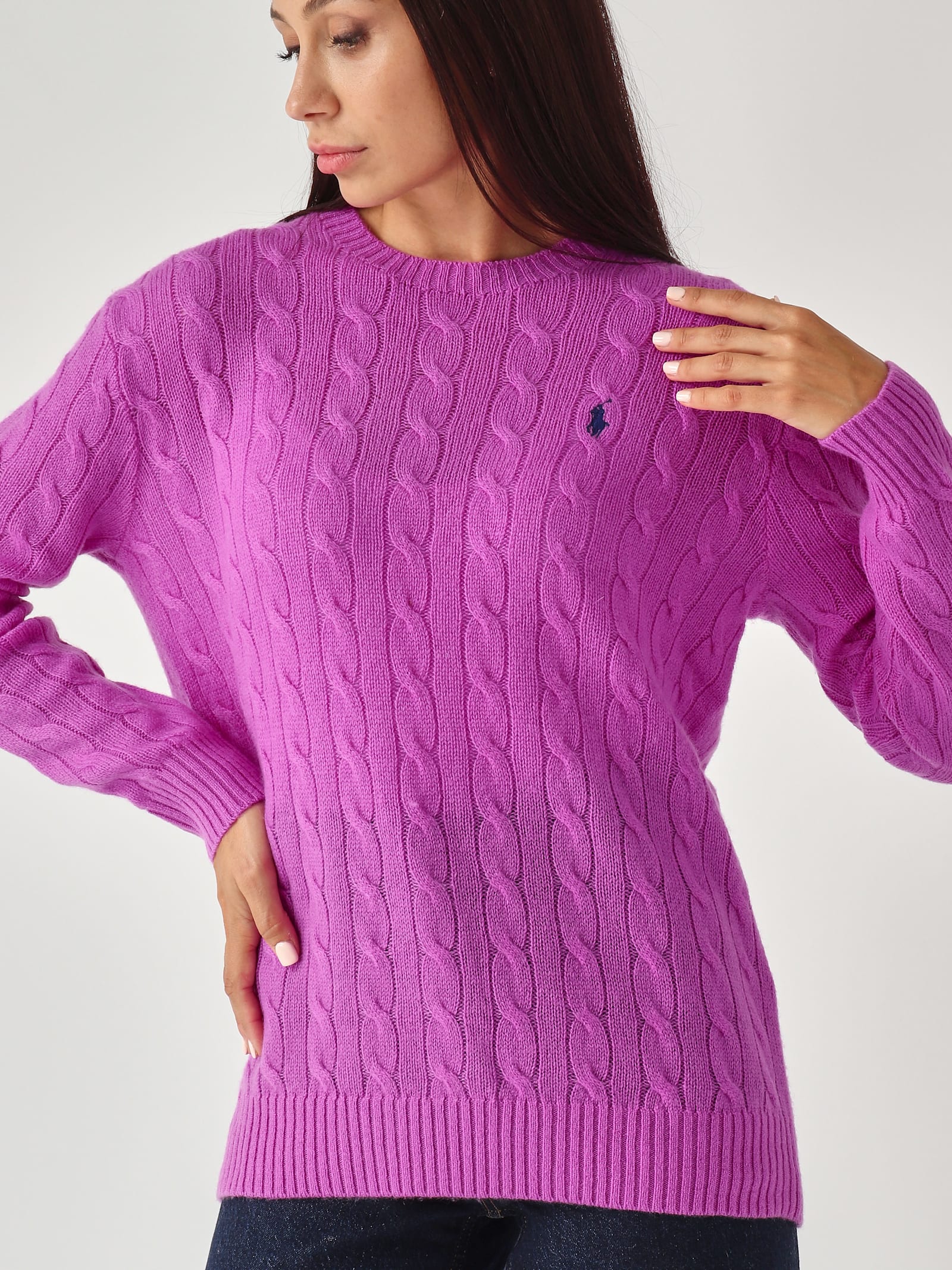 Polo Ralph Lauren Over-size Girocollo A Trecce In Lana E Cachemire Sweater