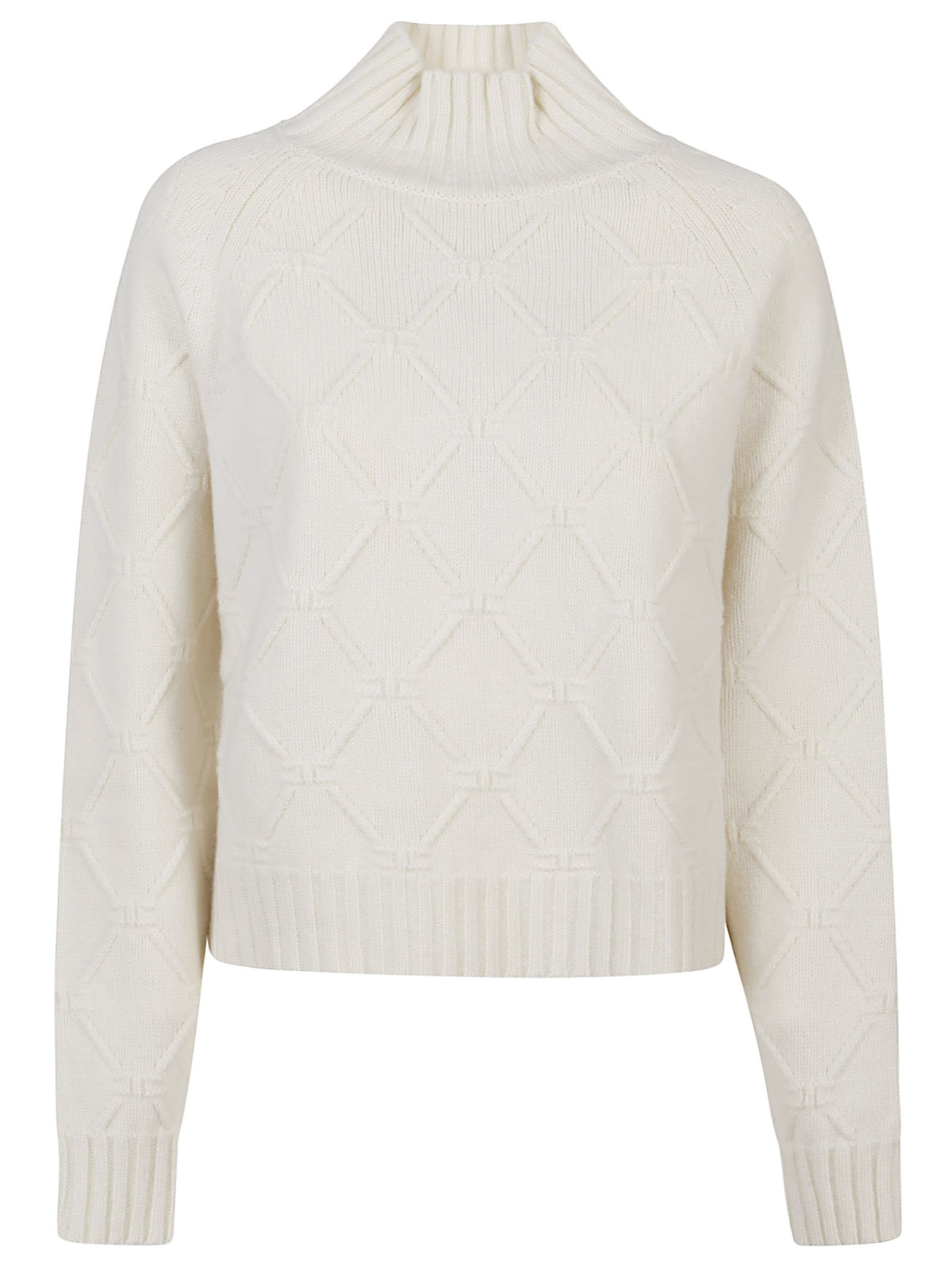 Elisabetta Franchi Tricot Turtle Neck Sweater In White