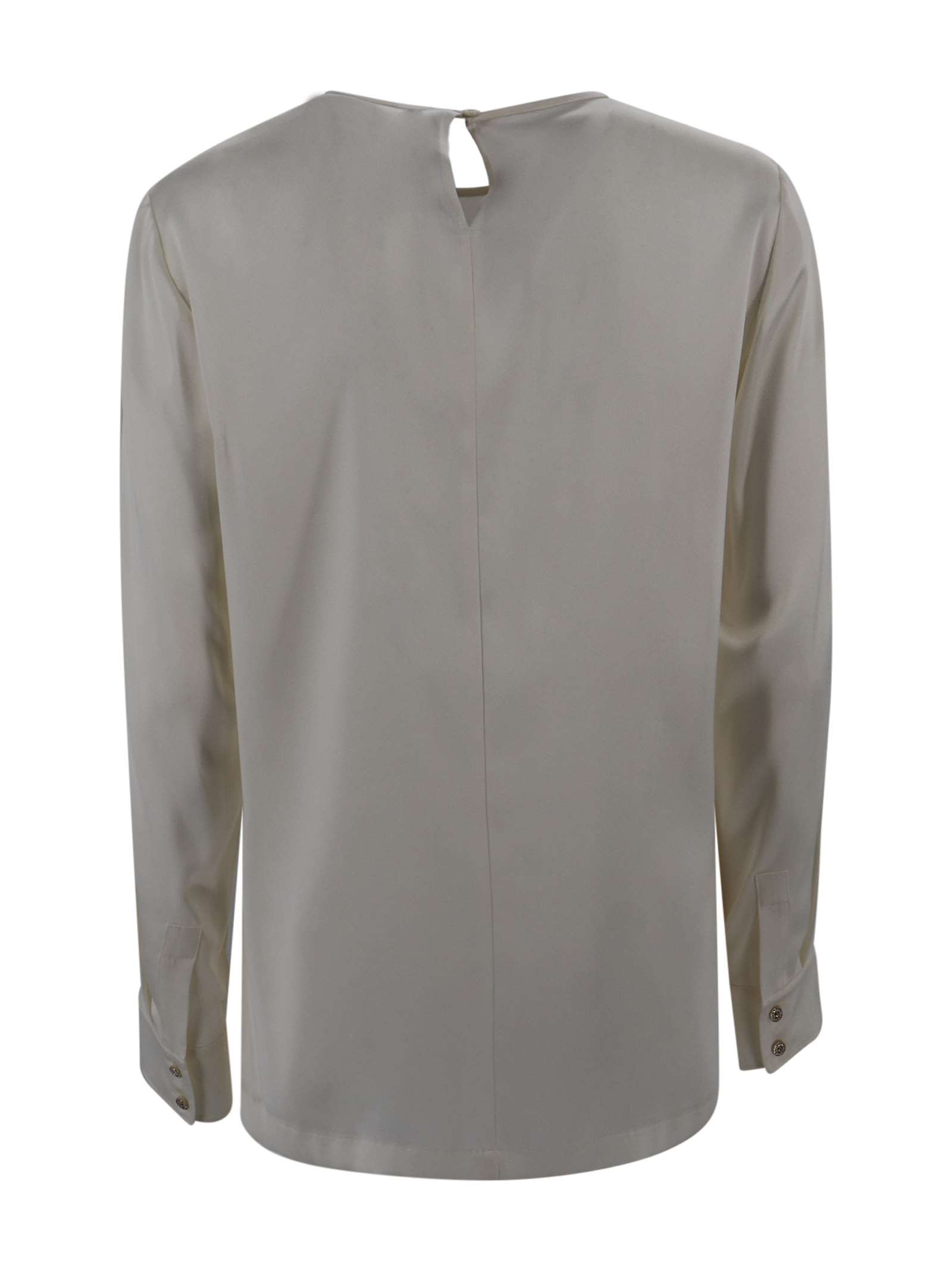 Max Mara Silk Satin Shirt With Round Neck. In Neutral