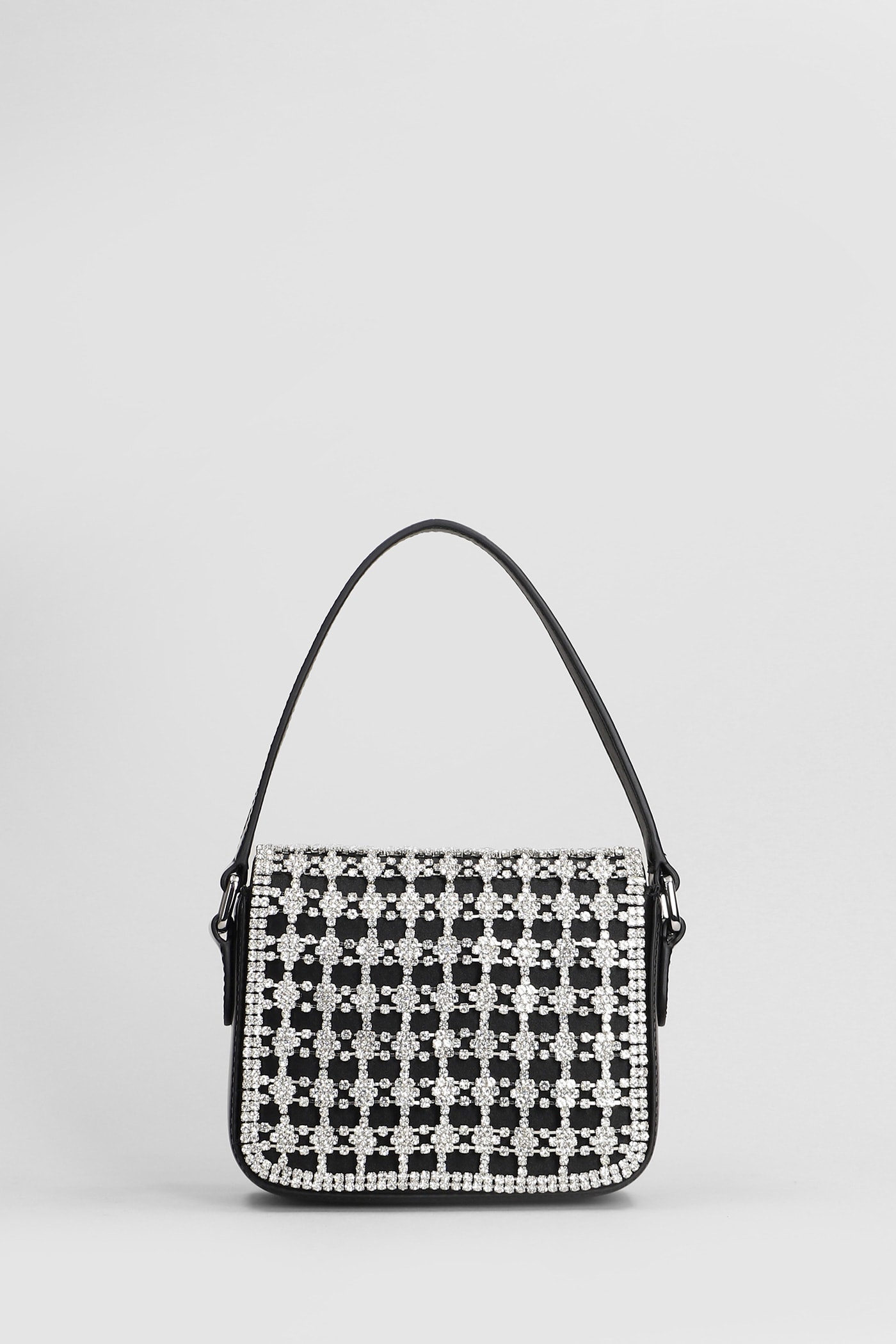 Shop Self-portrait Crystal Micro Bag Shoulder Bag In Black Polyester