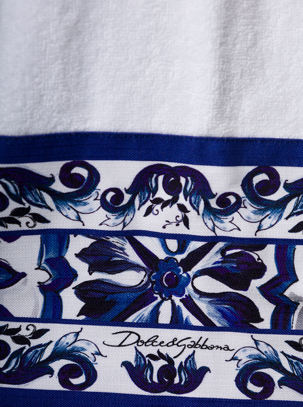 Shop Dolce & Gabbana White Kimono Bathrobe With Blu Mediterraneo Trim In Cotton