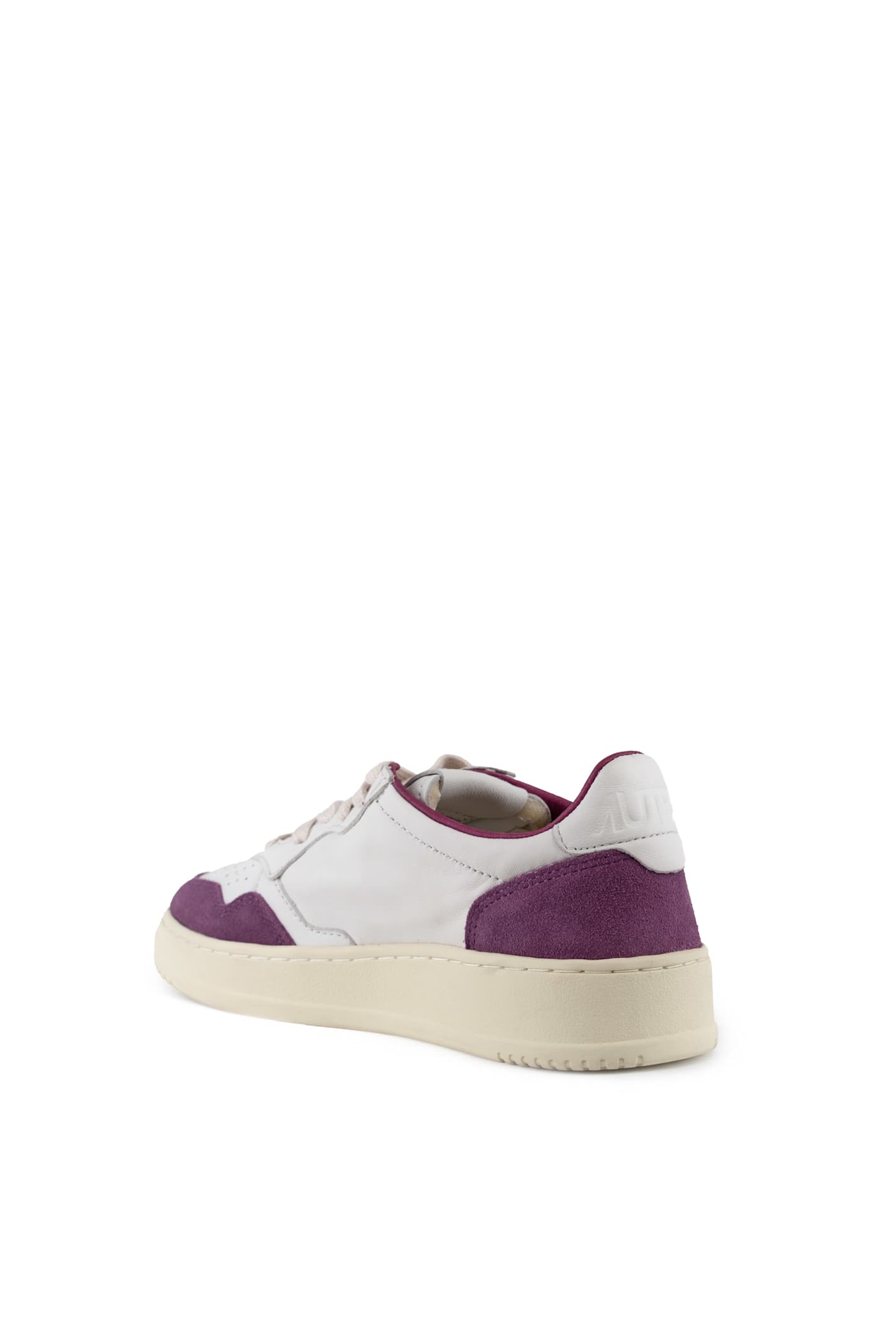 Autry Medalist Low Sneakers In Goatskin And Suede In Goat/suede Wht/scrlt