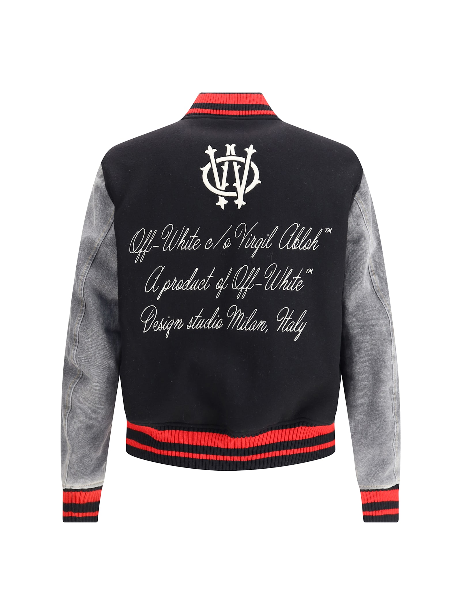 Off-white Stylish Short Jacket Featuring Contrast Sleeves In Multi