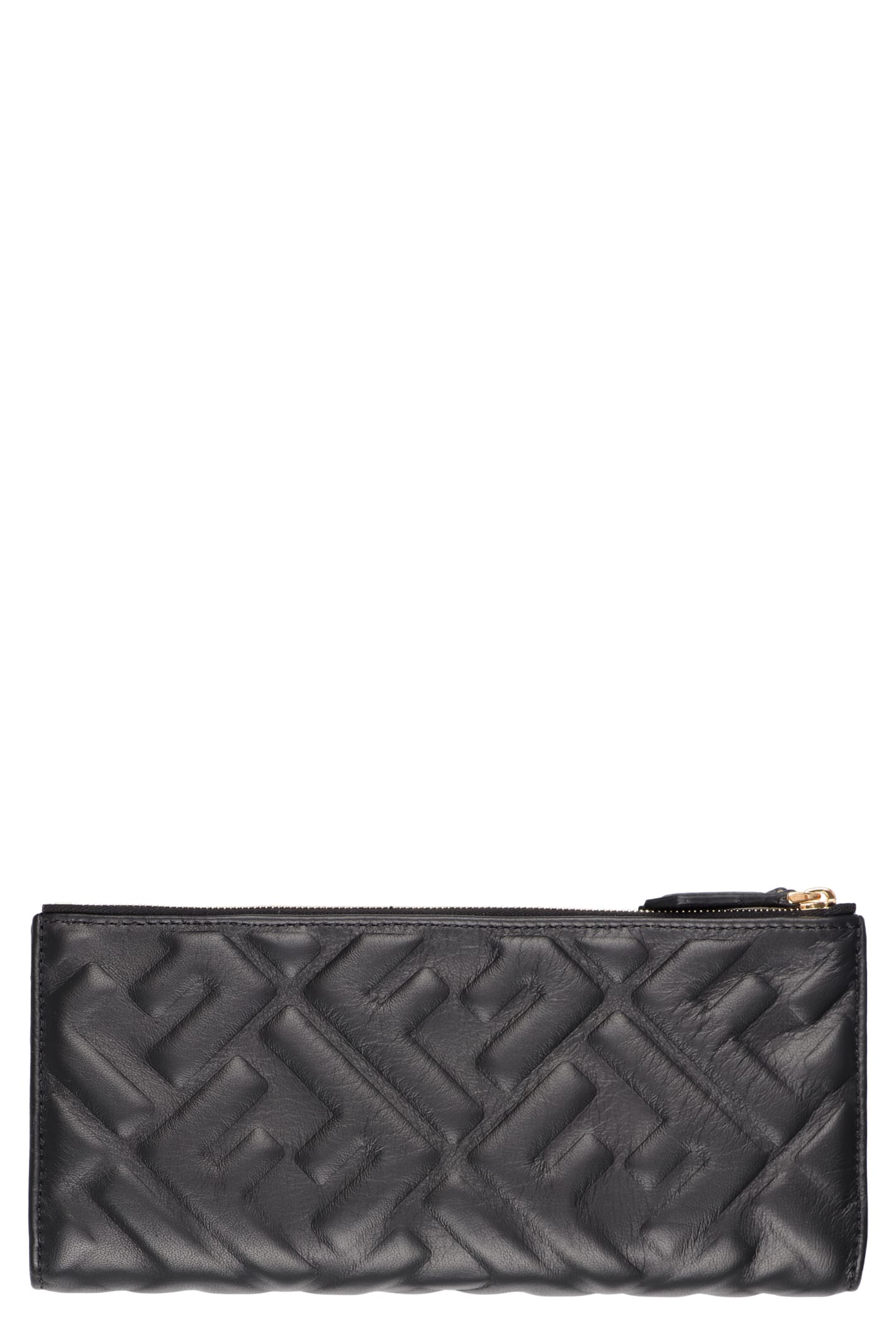 Fendi All-over Logo Printed Leather Wallet In Black