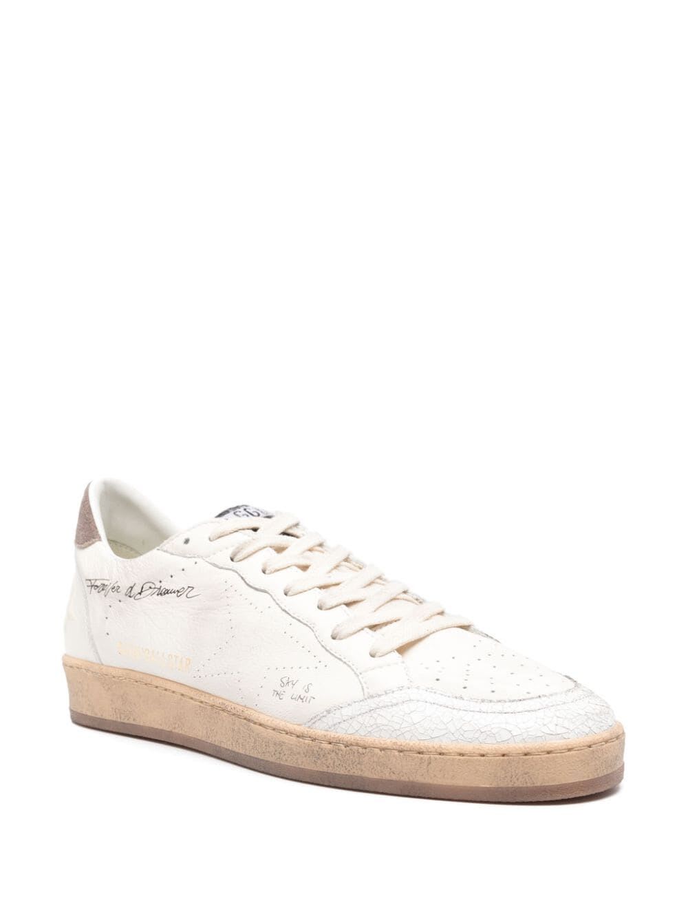 Shop Golden Goose Ballstar Nappa Upper Suede Heel In White Cinder