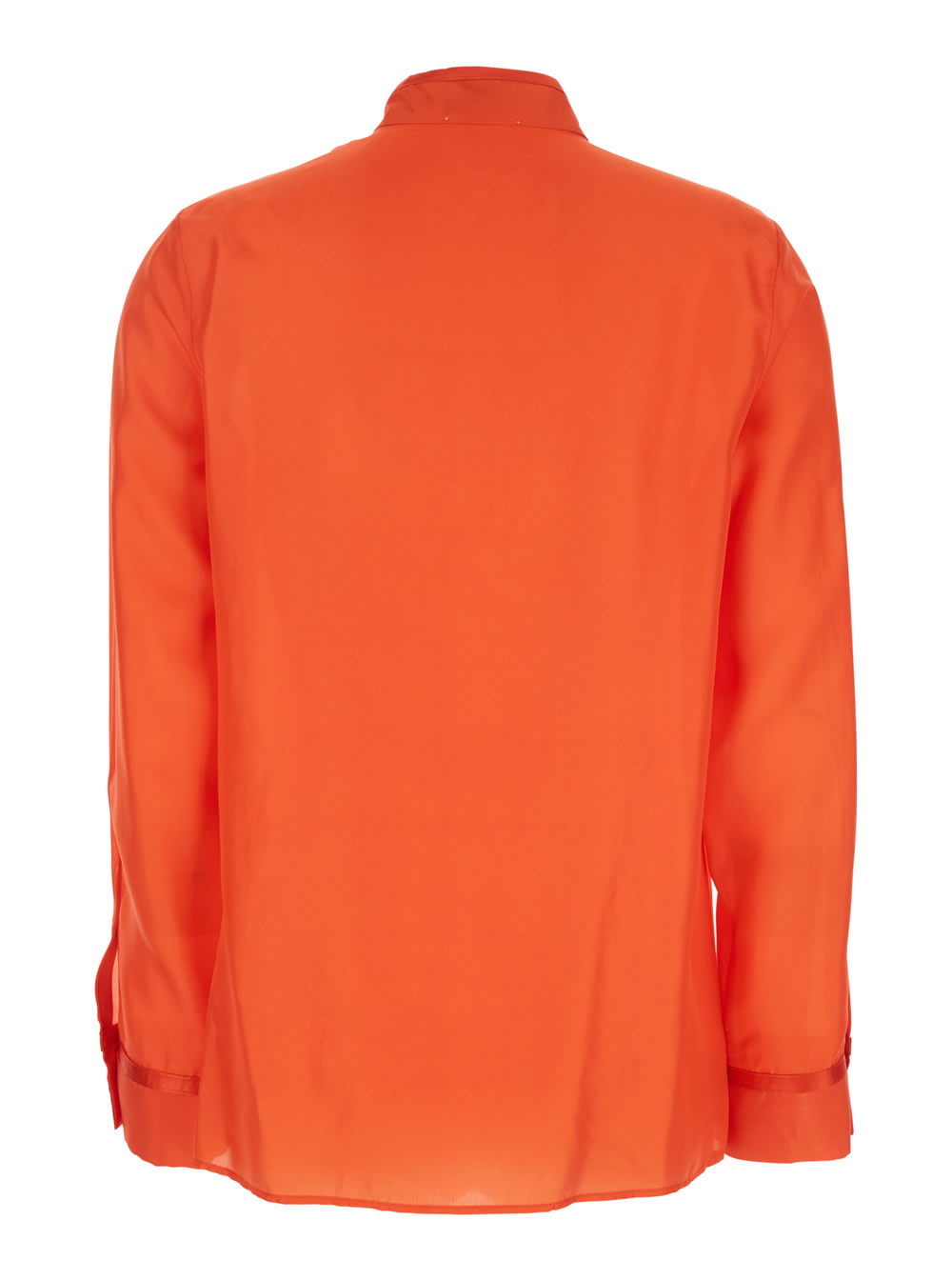 Forte Forte Habotai Orange Shirt With Mandarin Collar And Chest Pocket In Silk Woman