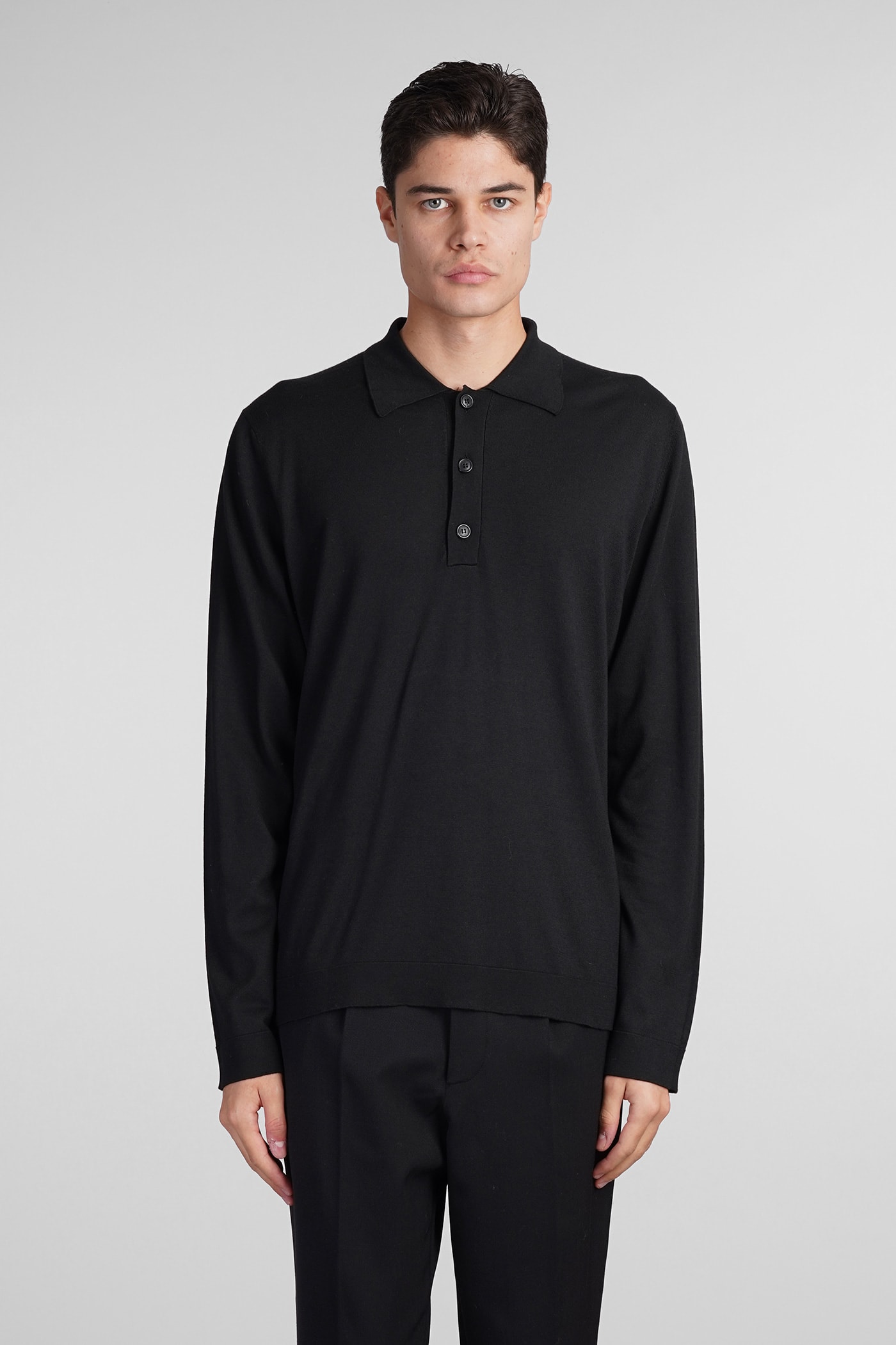 Polo In Black Cotton