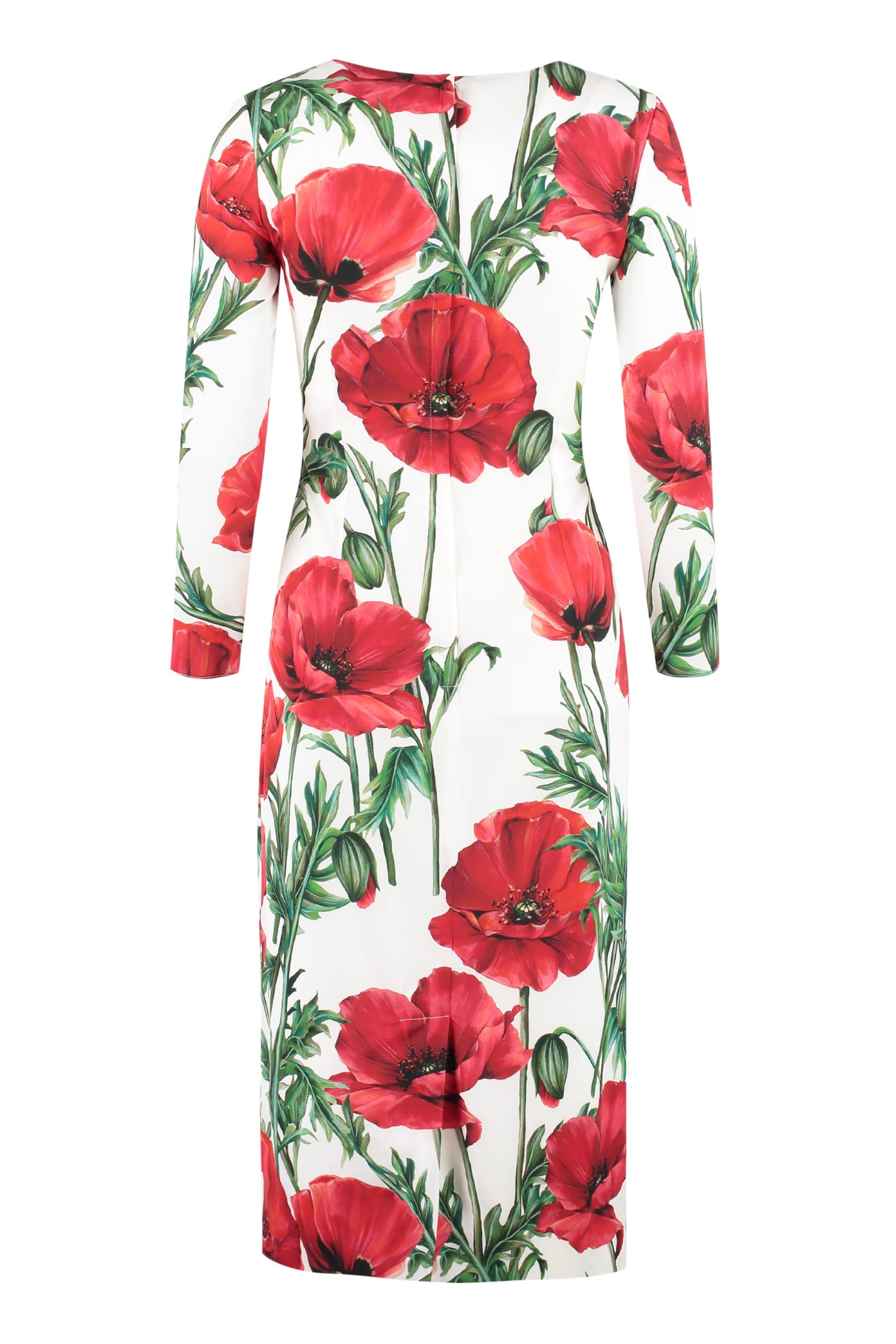 Shop Dolce & Gabbana Floral Print Silk Sheath-dress