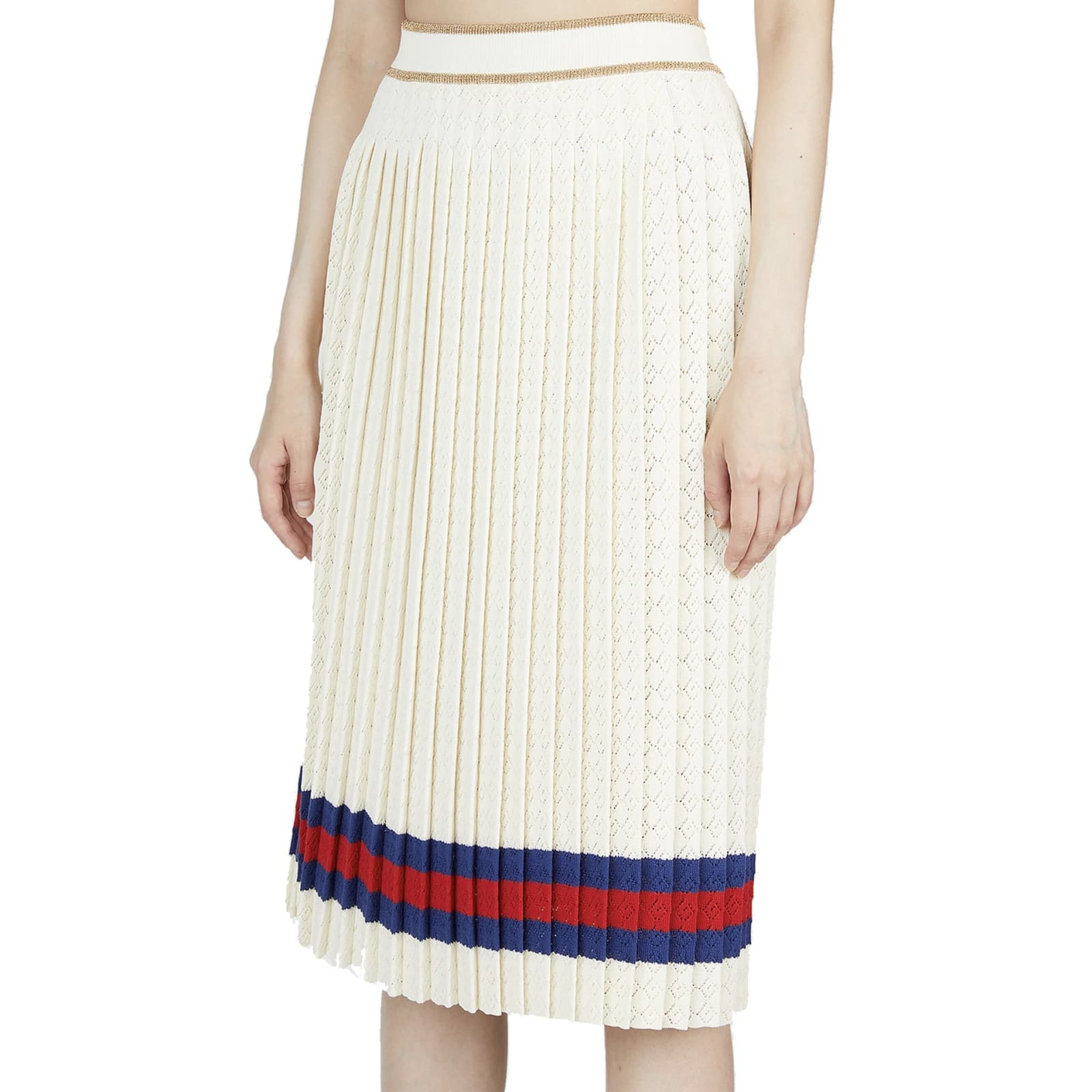 Shop Gucci G Rhombus Knit Skirt In White