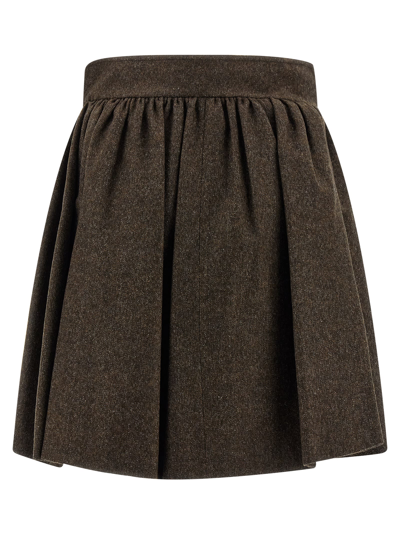 Max Mara High-waisted Pleated Skirt Pockets In Brown