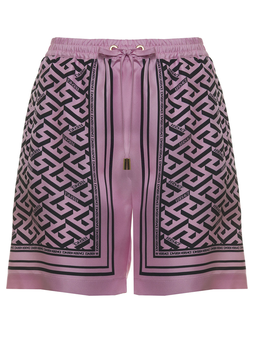 Versace Silk Bermuda Shorts With Monogram Foulard Print