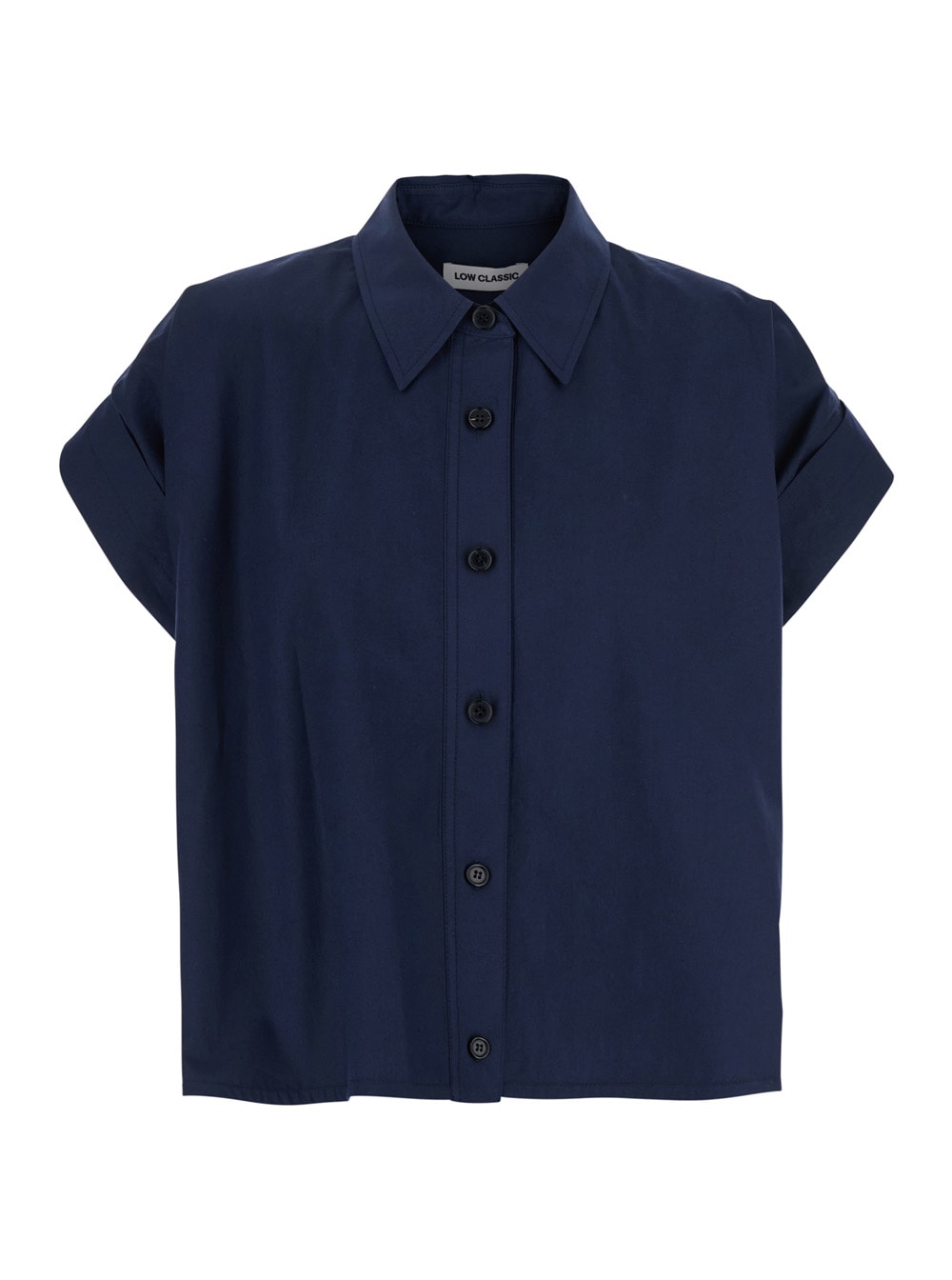 Low Classic Blue Shirt With Pointed Collar And Turned Up Sleeves Sleeves In Cotton Woman In Blu