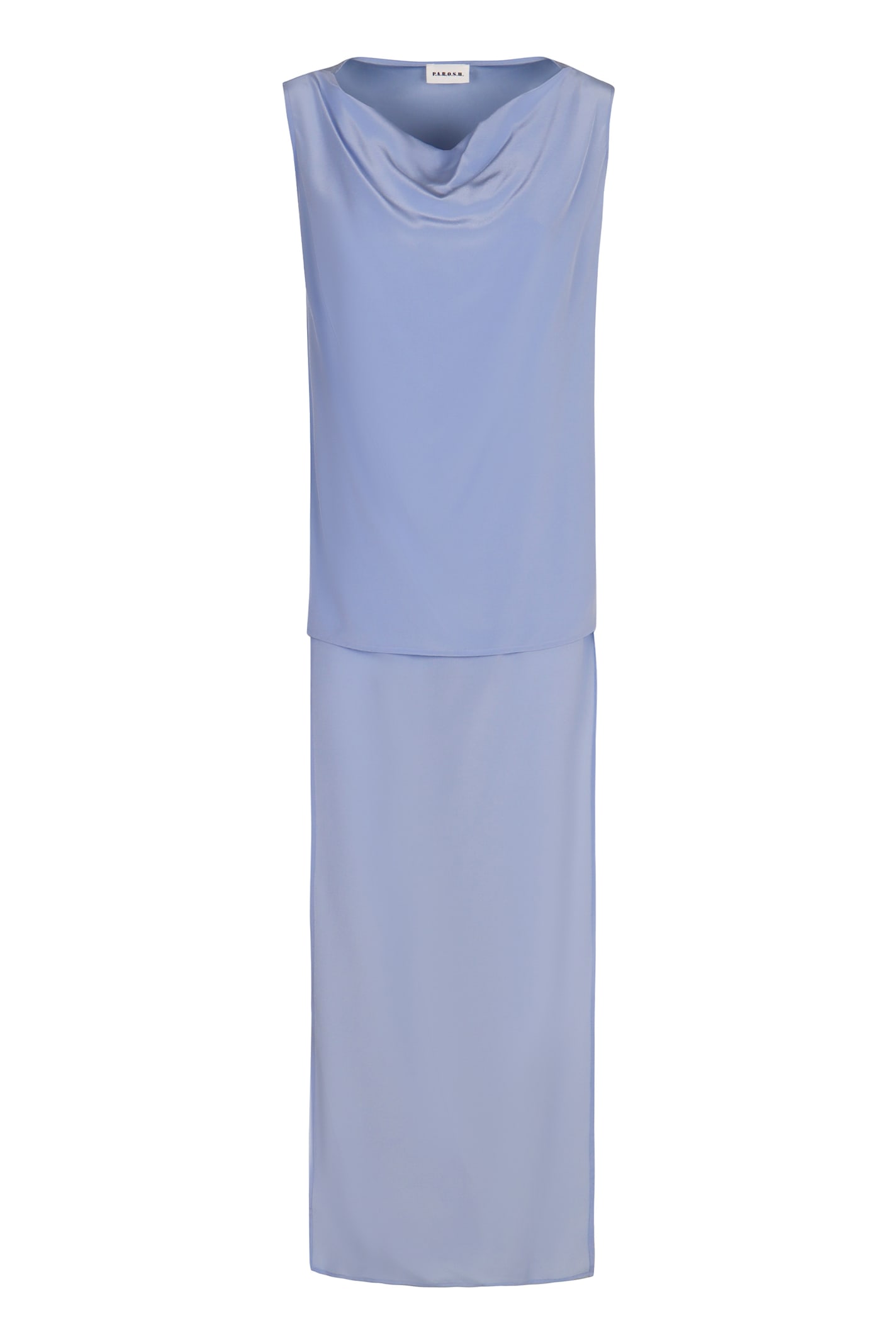 P.a.r.o.s.h Cowl-neck High-low Blouse In Blue