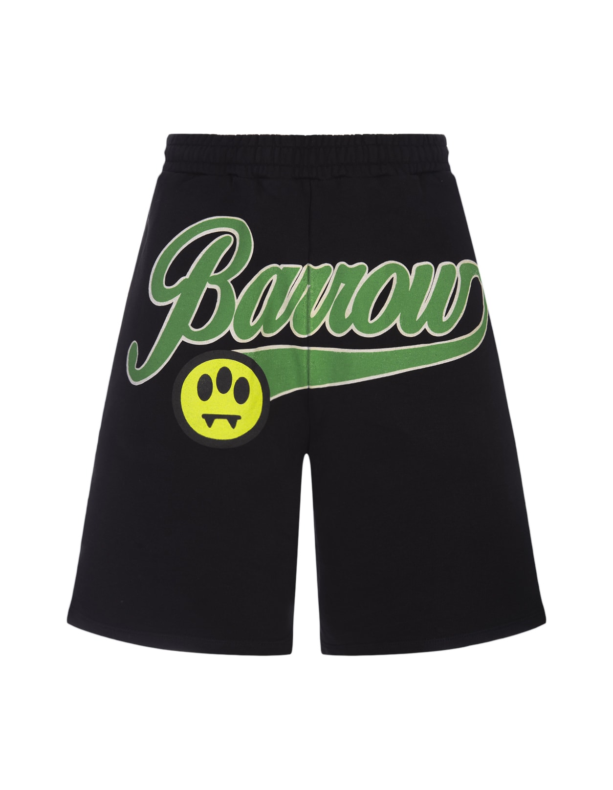 Black Bermuda Shorts With Lettering Prints.
