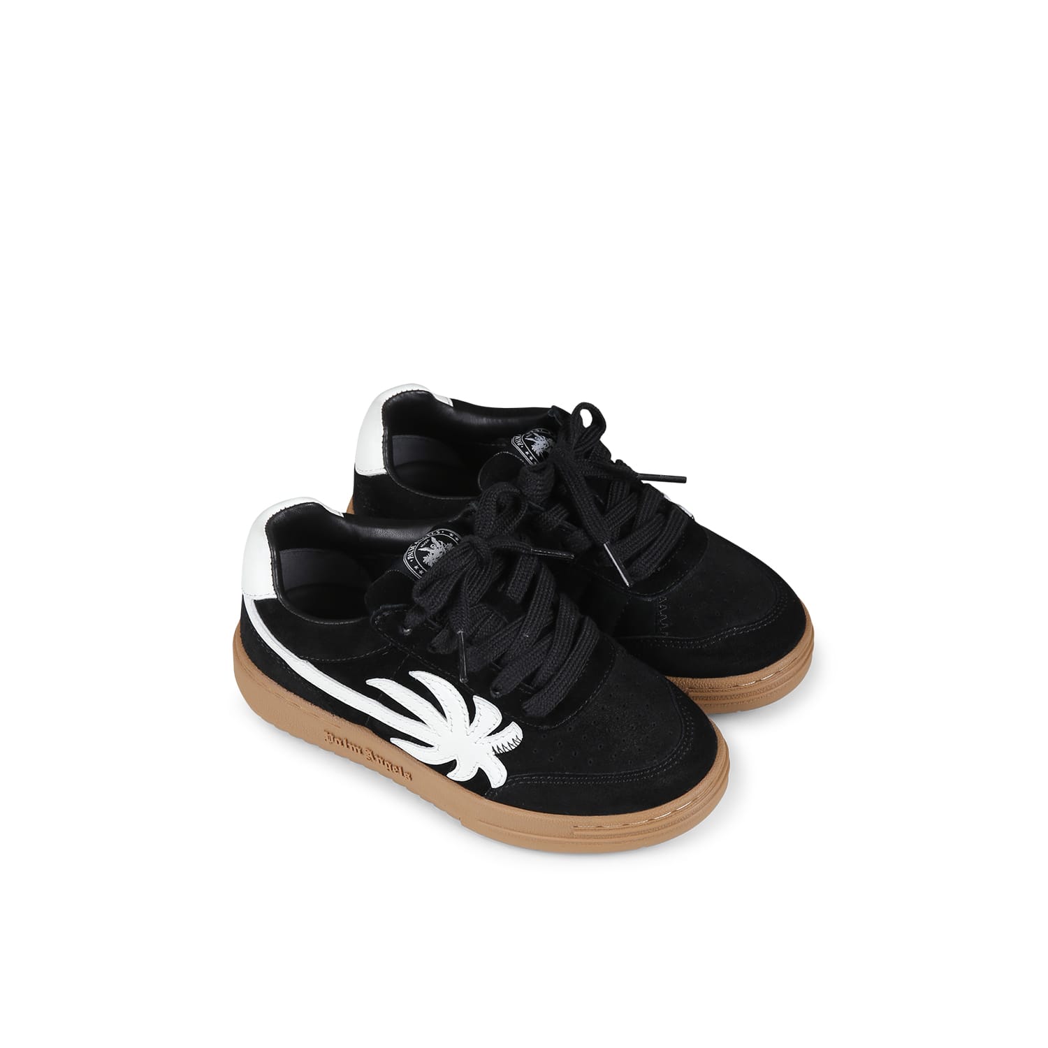 Palm Angels Black Sneakers For Kids With Palm Tree In Black