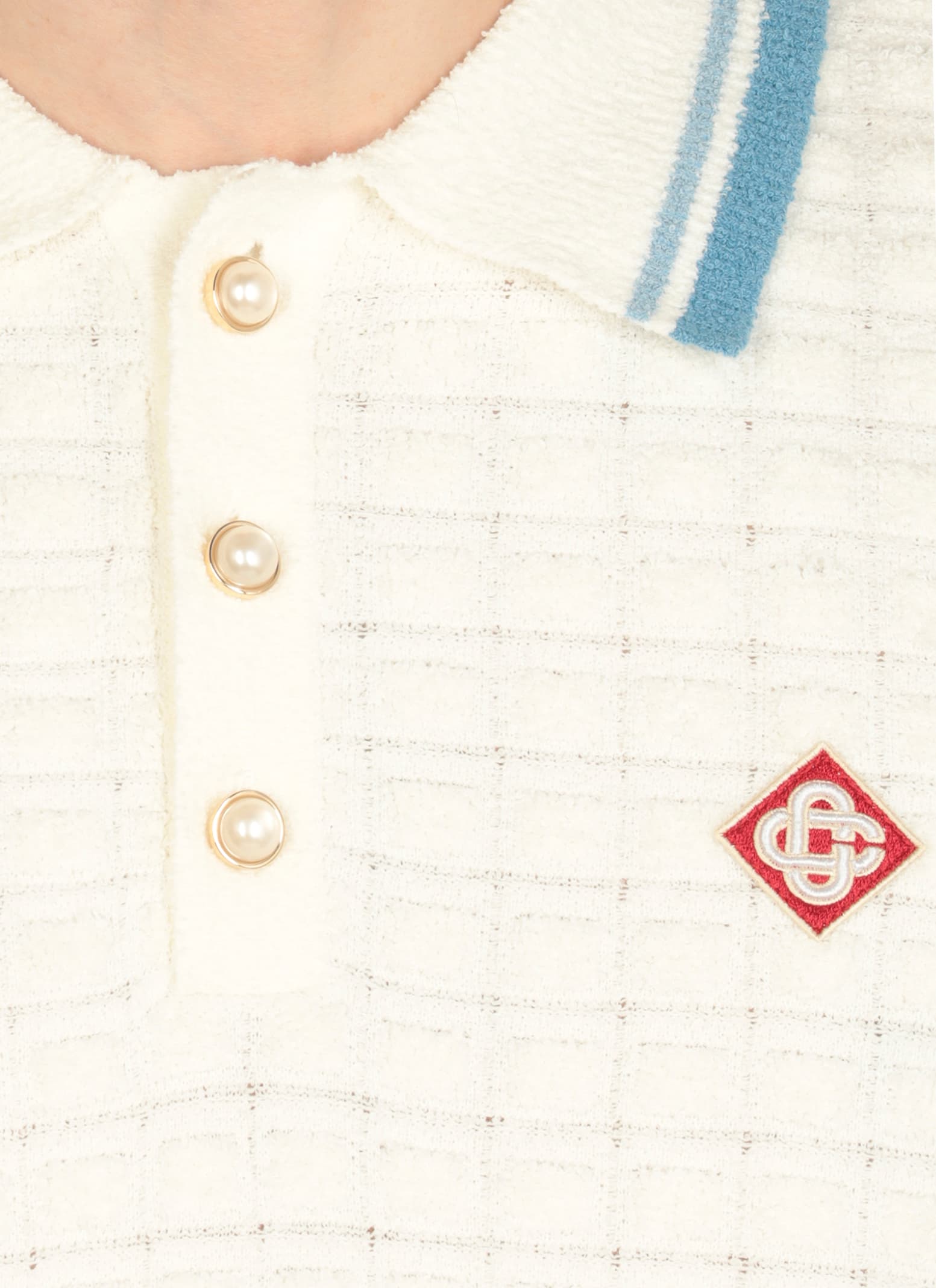 Casablanca White Shirt With Classic Collar And Chest Logo Patch In Cotton Man In White