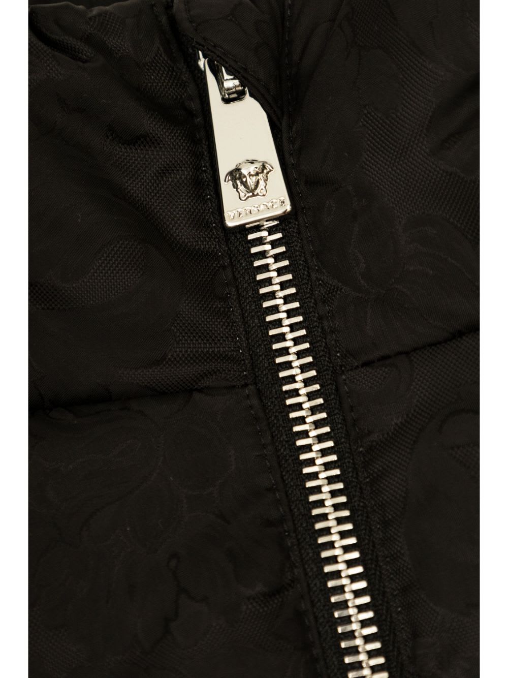 Versace Black Barocco Down-padded Jacket In Black