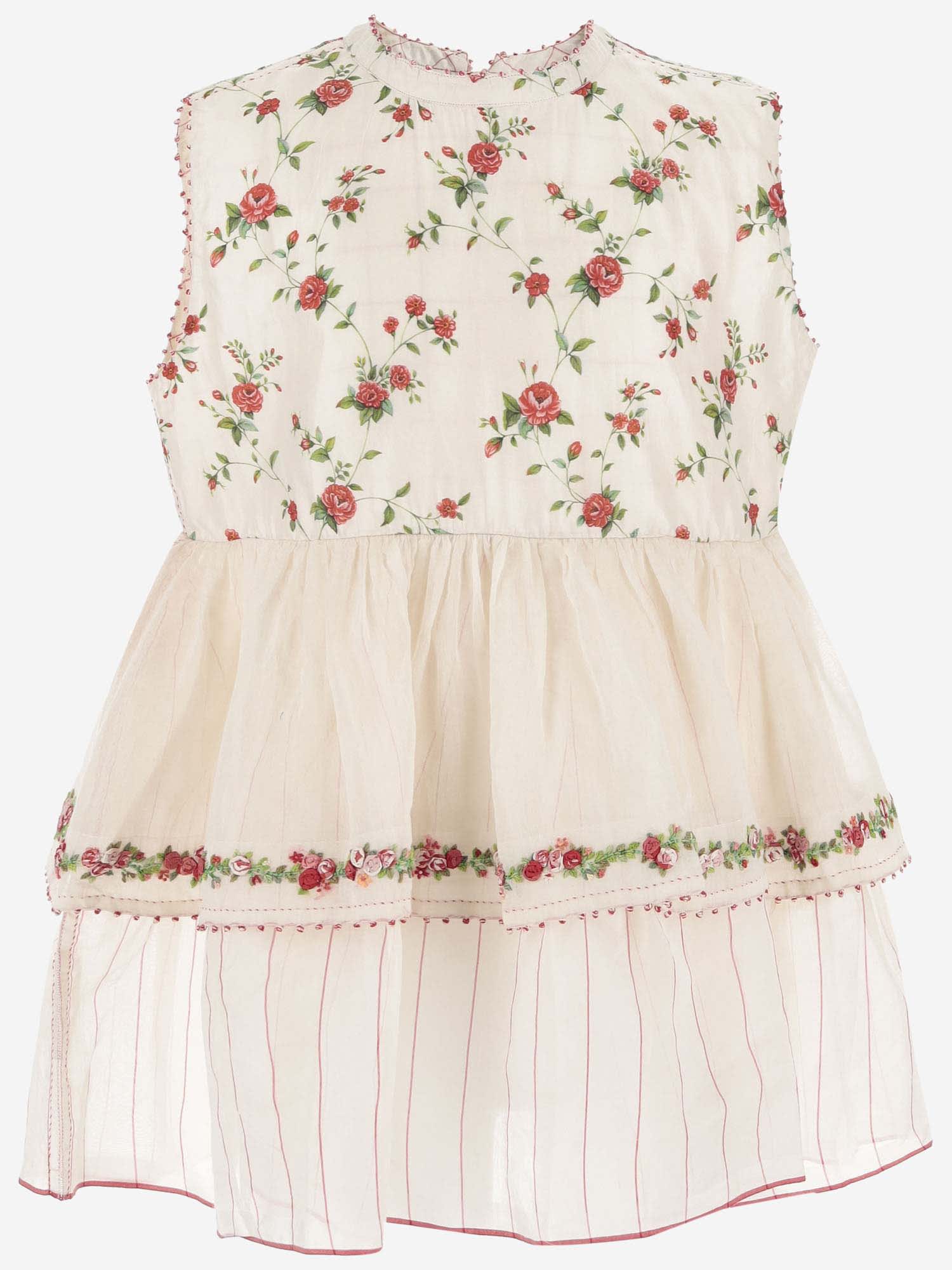 Péro Kids' Dress With Floral Pattern In Red