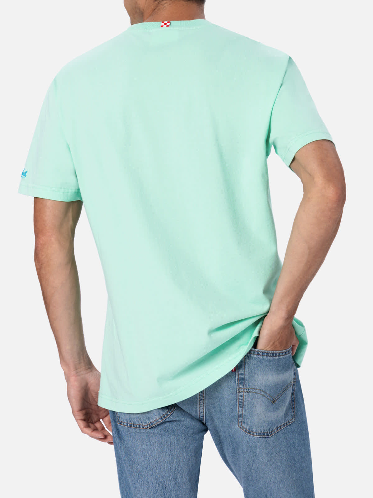 Shop Mc2 Saint Barth Man Classic Fit Cotton Jersey T-shirt Portofino With Tequila, Sale, Limoniamo Embroidery Insulti Lum In Apple Green