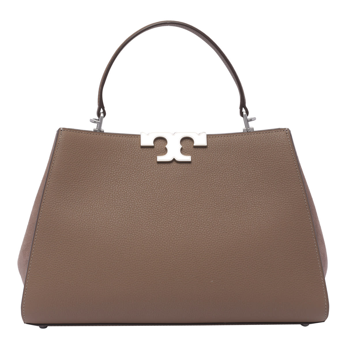 Shop Tory Burch Eleanor Pebbled Satchel In Wild Mushroom