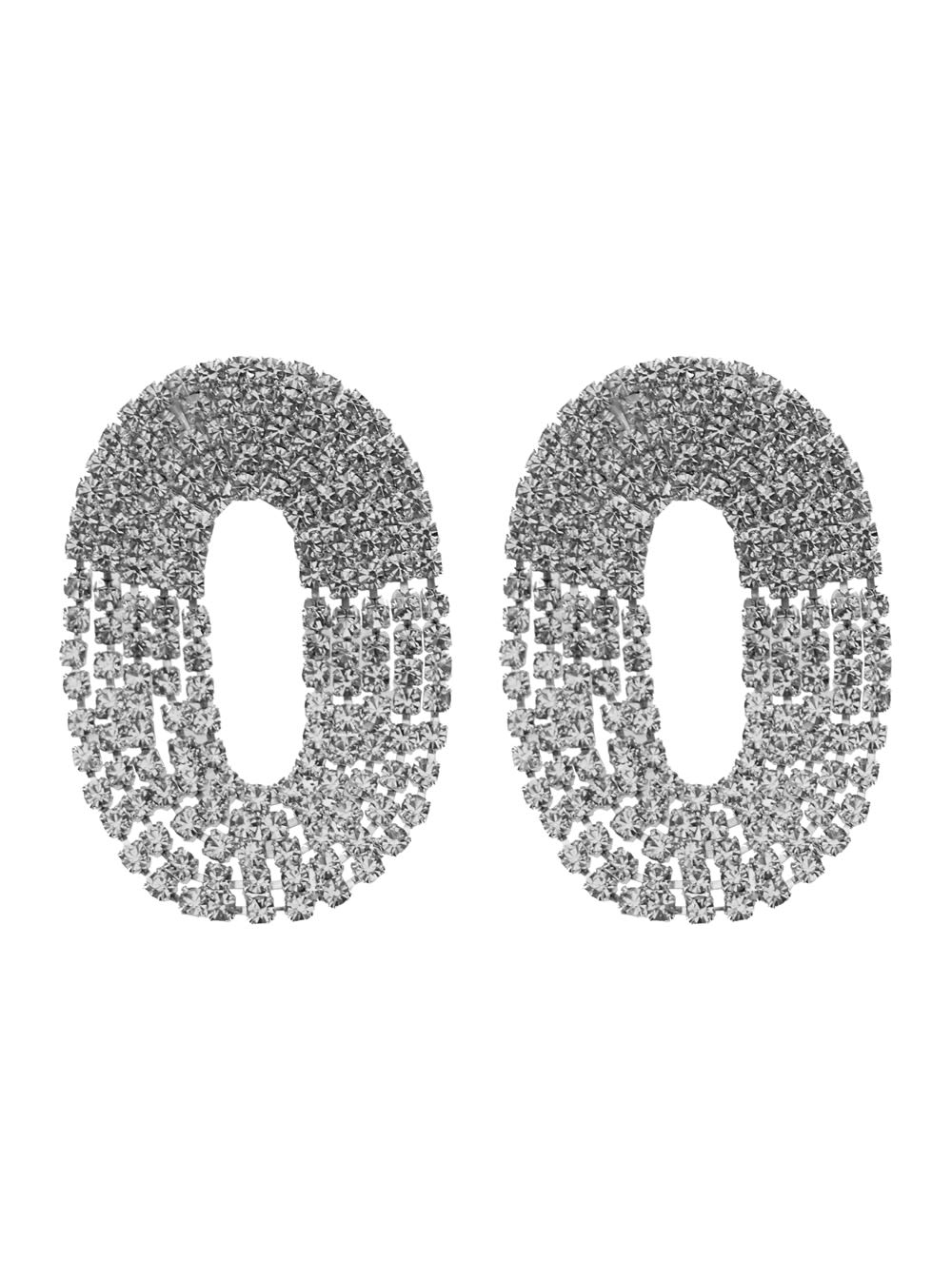 liberty One Metallic Earings With Rear Closure And Oval Shape In Silver Pleated Brass Woman