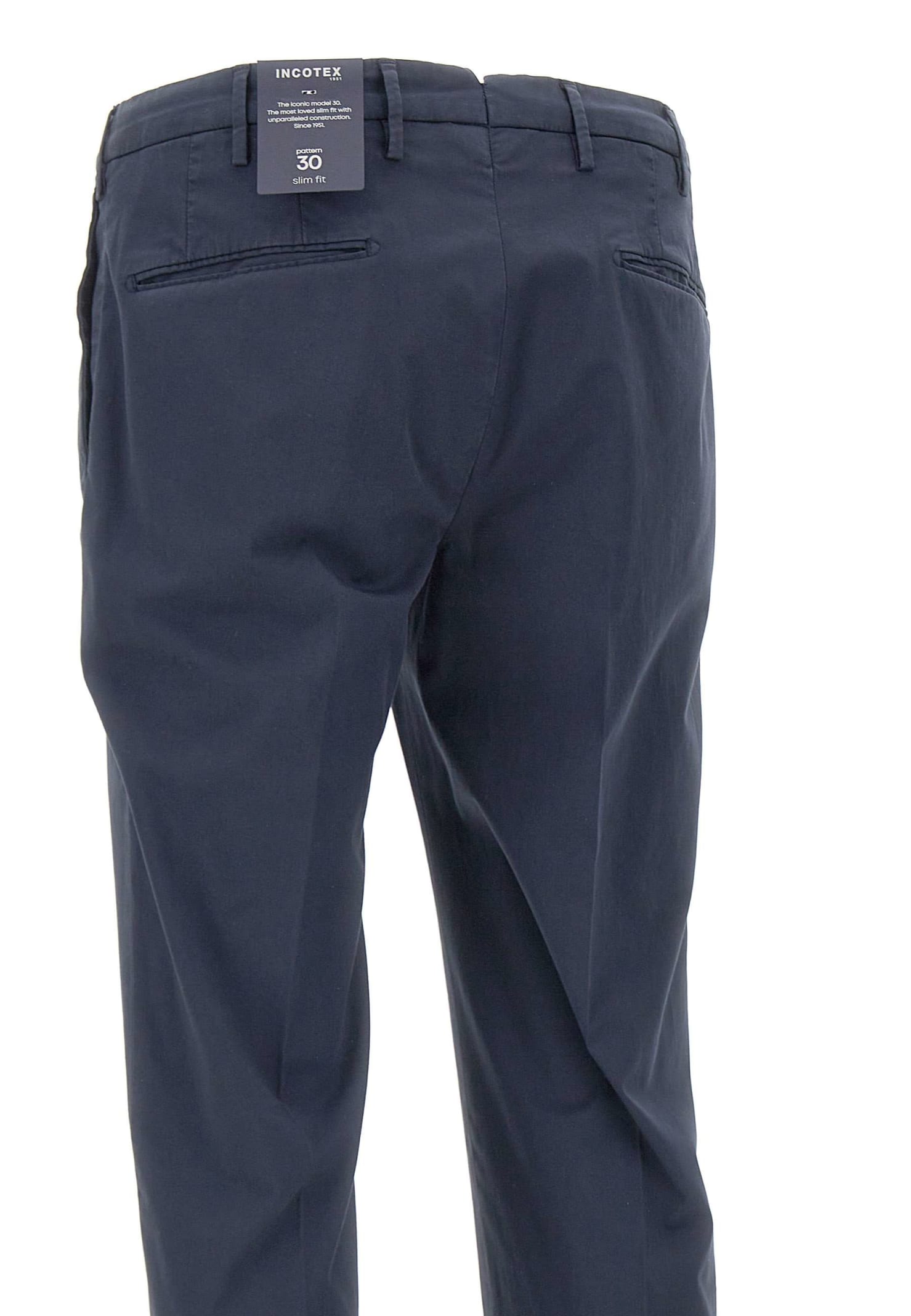 Shop Incotex Cotton Poplin Trousers In Blue