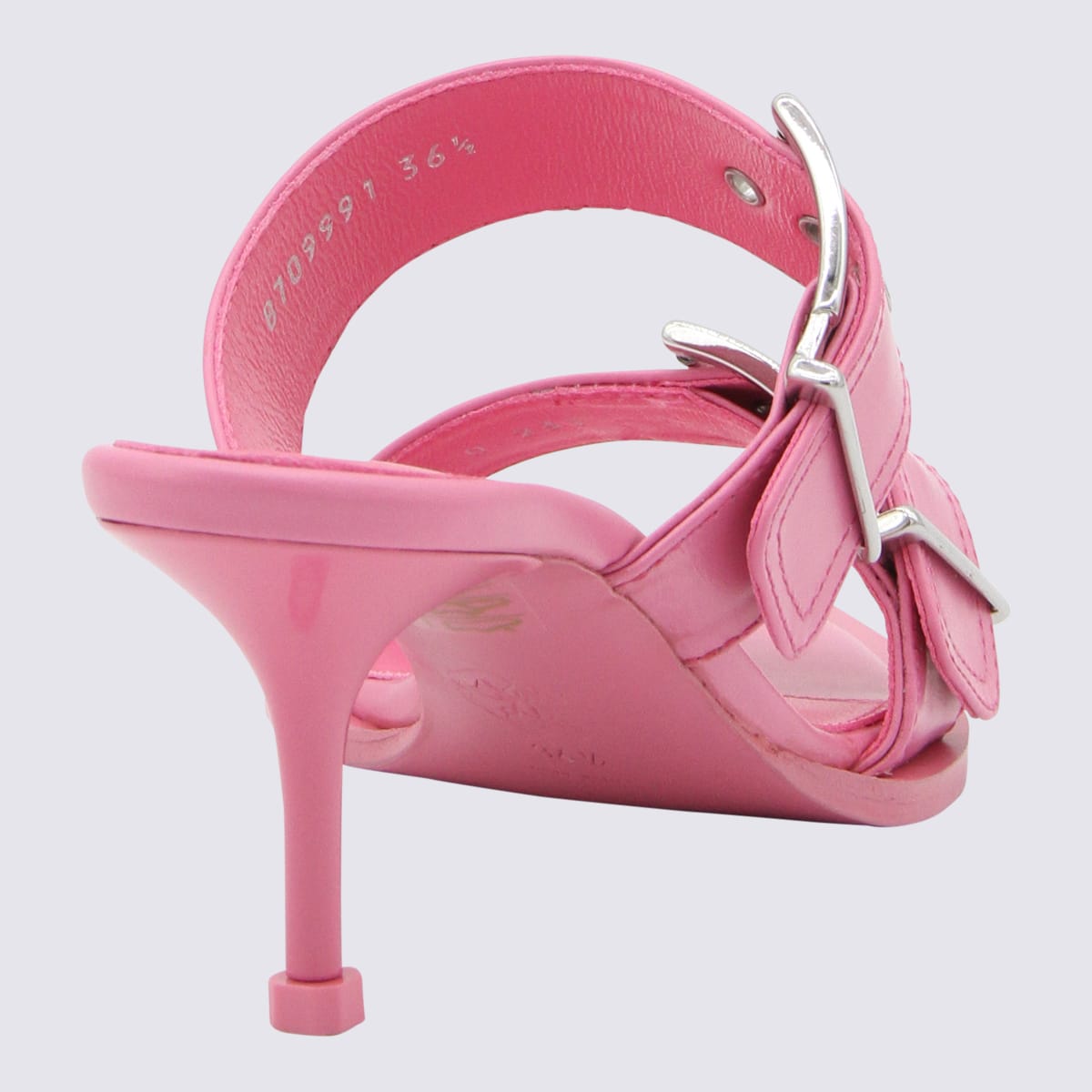 Shop Alexander Mcqueen Pink Leather Sandals In Sugar Pink/silver