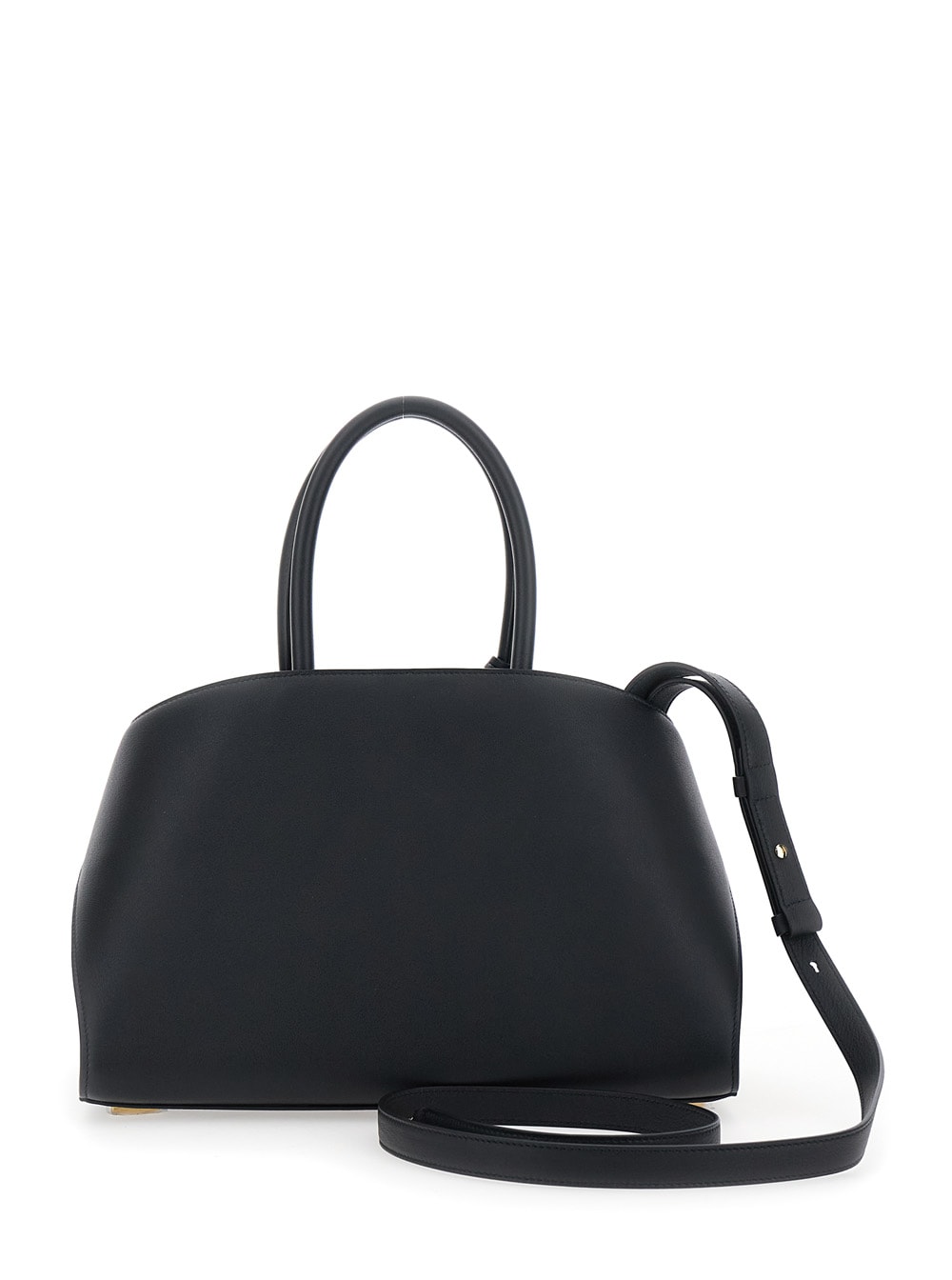 Ferragamo Hug S Black Handbag With Logo And Gancini Buckle In Leather Woman