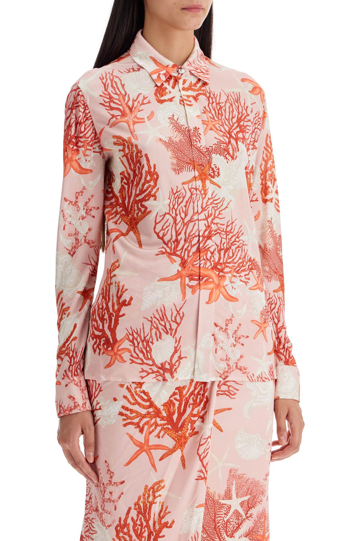 Shop Versace Baroque Sea Jersey Shirt In Rosa