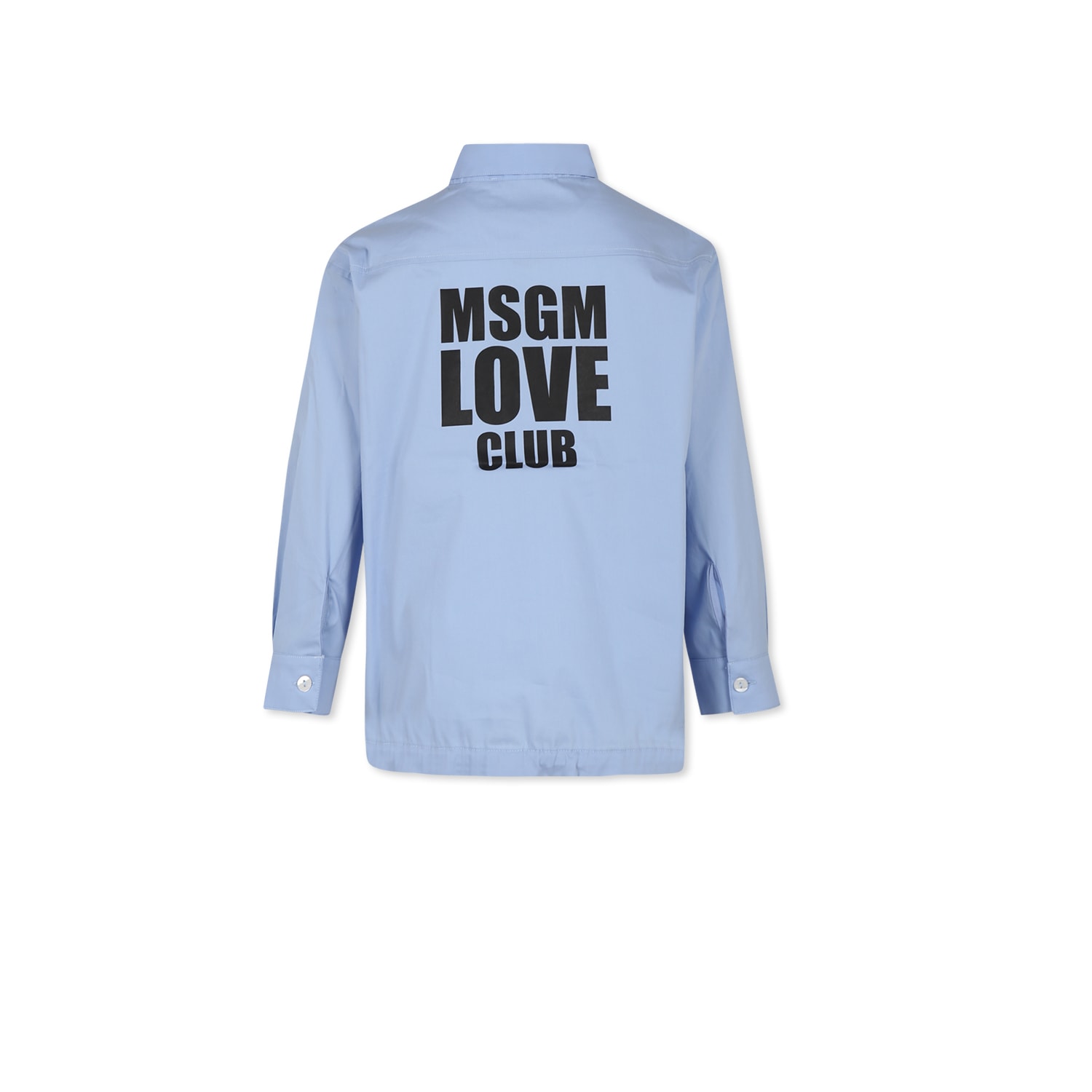 Shop Msgm Light Blue Shirt For Girl With Logo