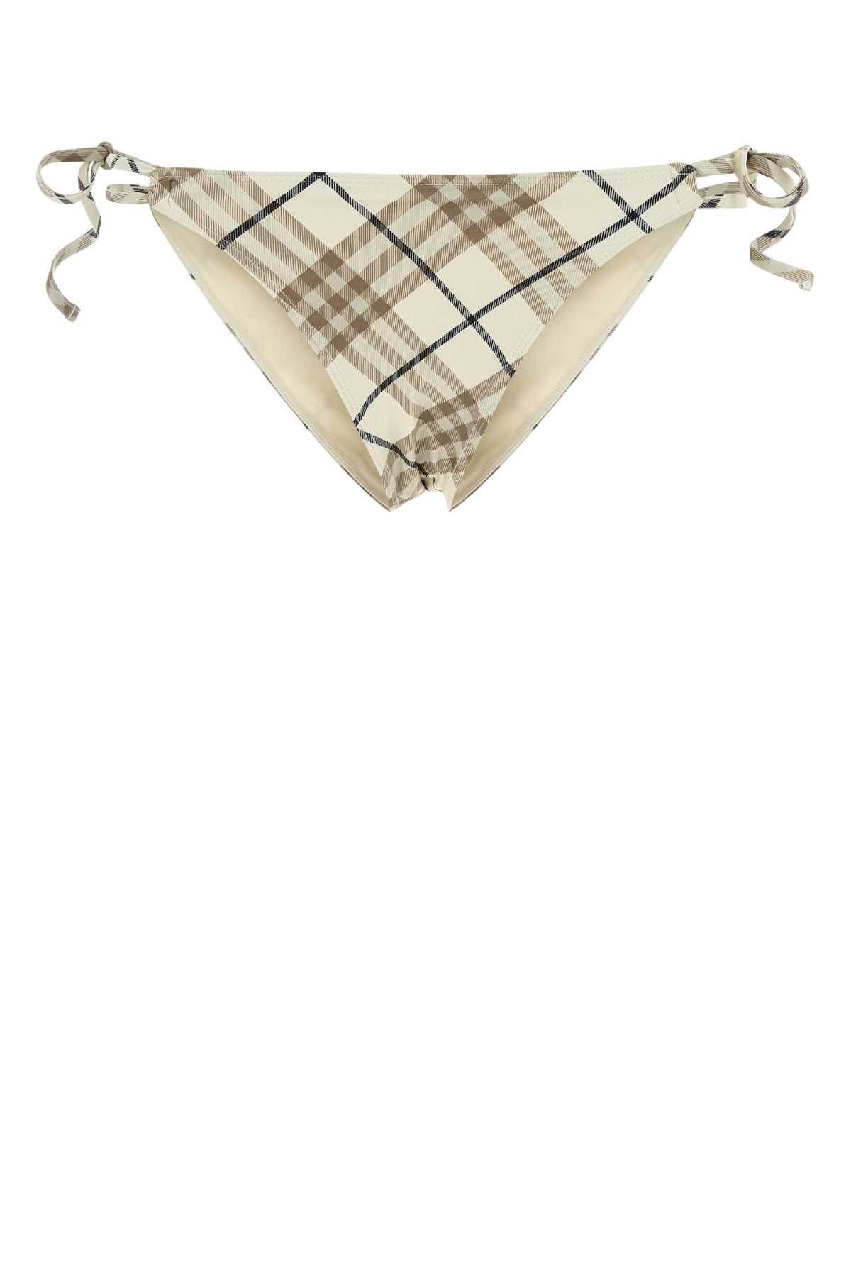 Burberry Plaid Tie-side Bikini Bottom With Low Rise In Multi
