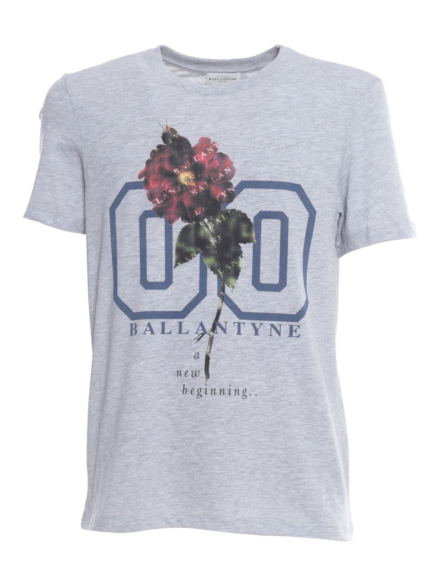 Ballantyne Flower Varsity T-shirt In Grigio