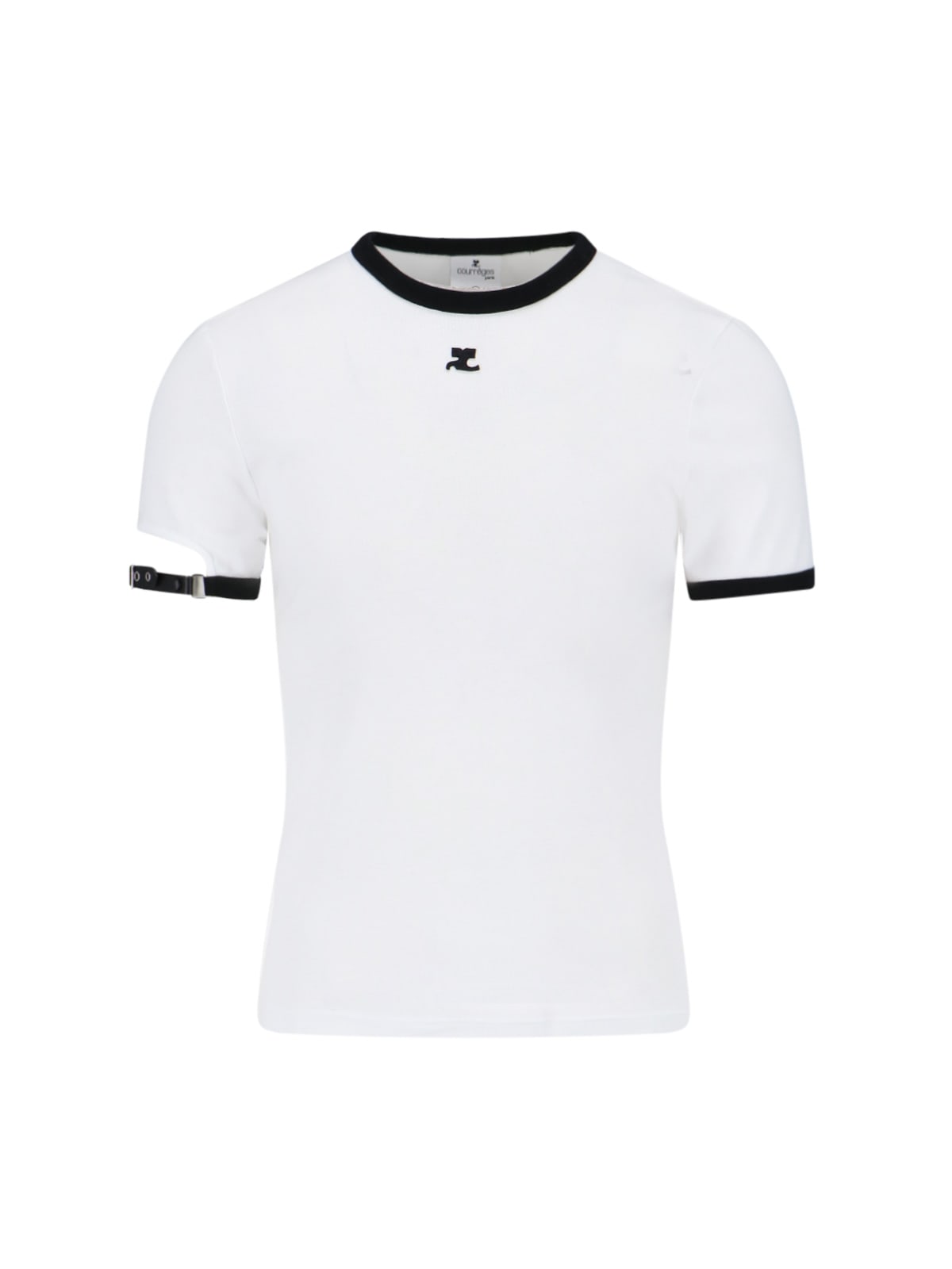 Courrèges Strap Detail T-shirt In White