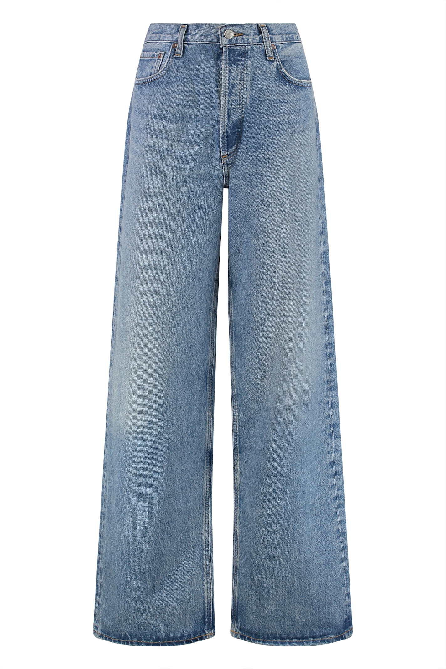 Agolde Light Blue Wide Jeans In Cotton Blend Denim Woman In Blue