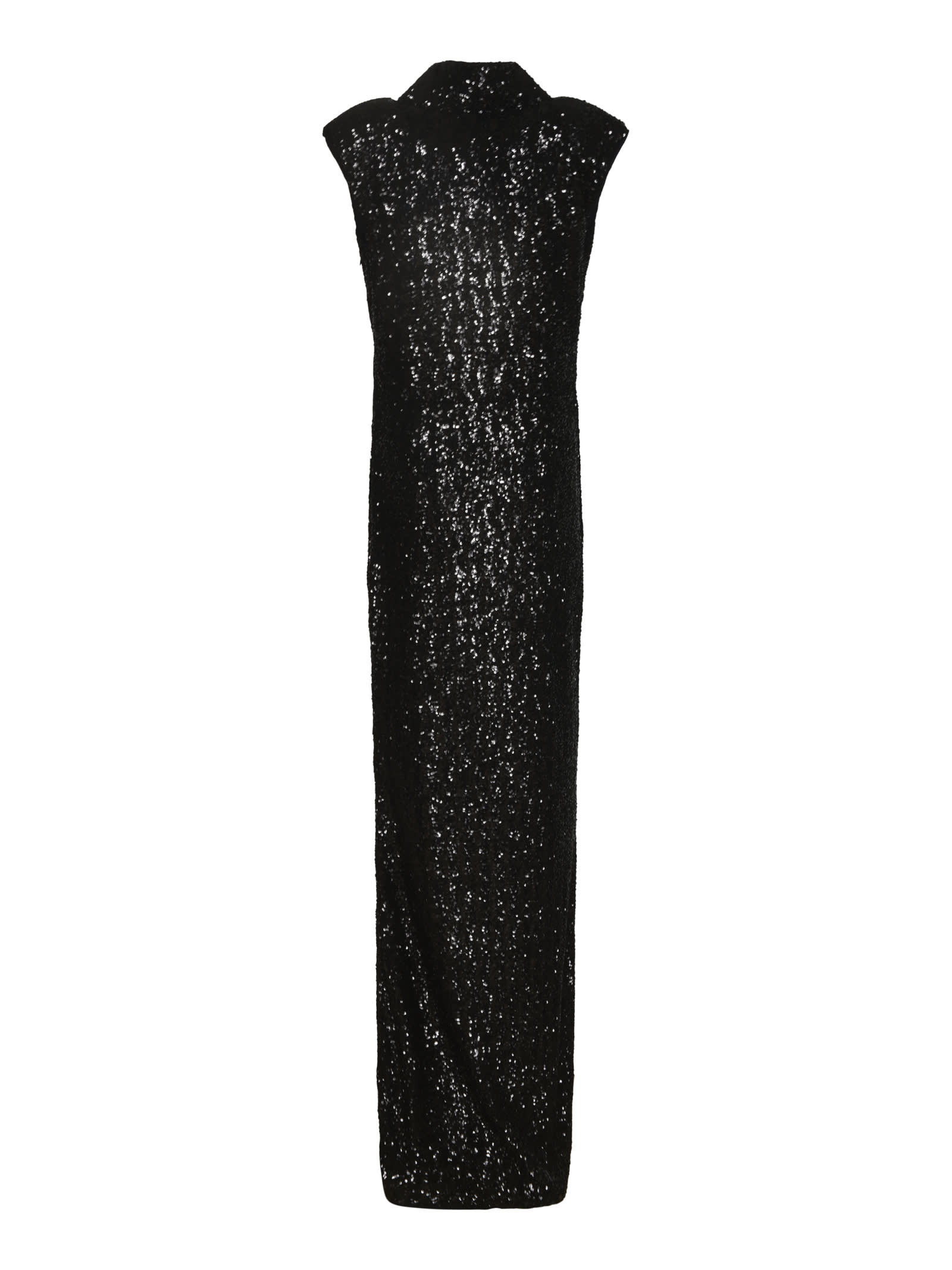 Shop La Petit Robe Di Chiara Boni Duina Paillettes Long Dress In Dark Silver