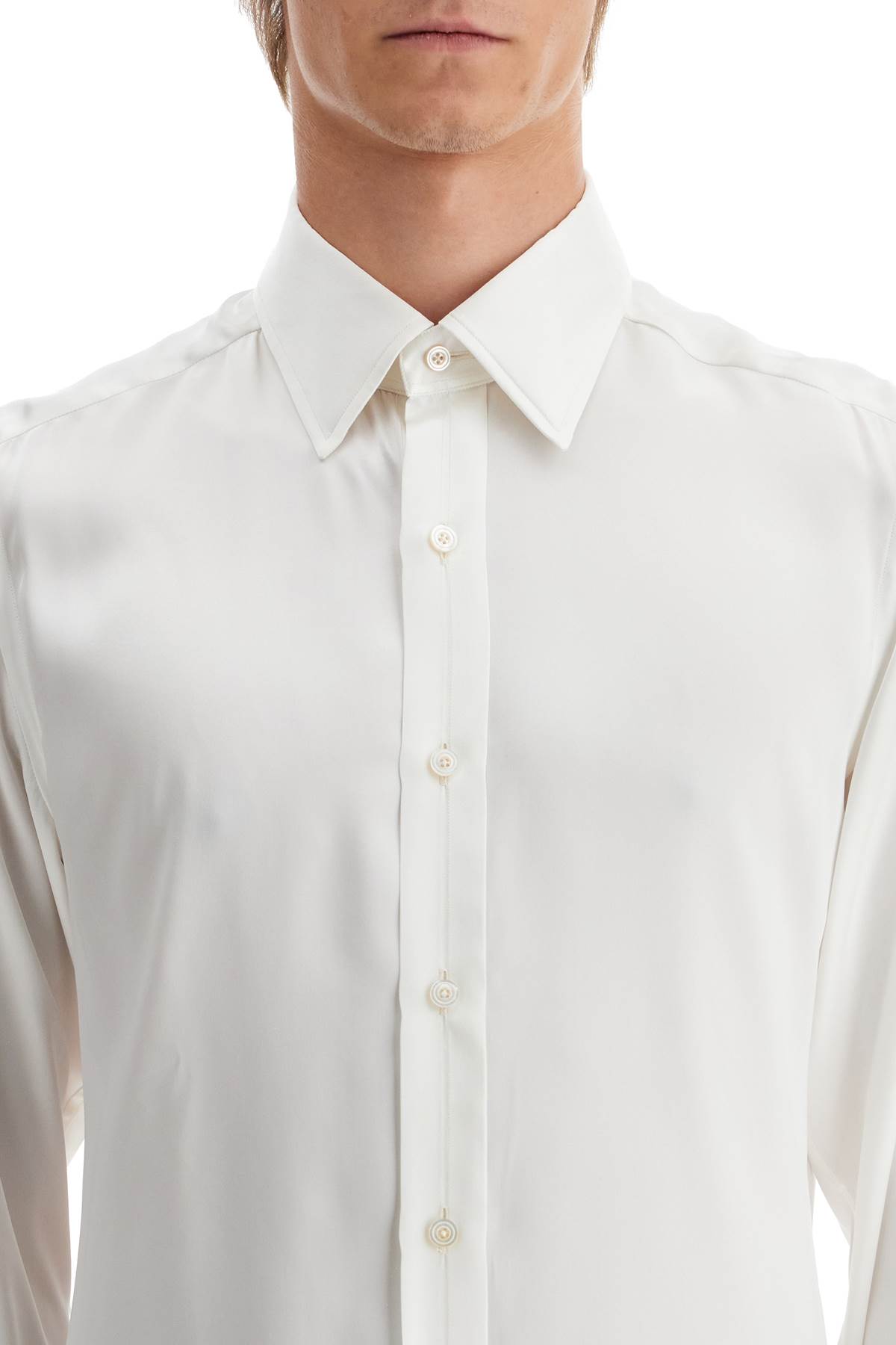 Shop Tom Ford Silk Slim Fit Shirt In Ivory (white)