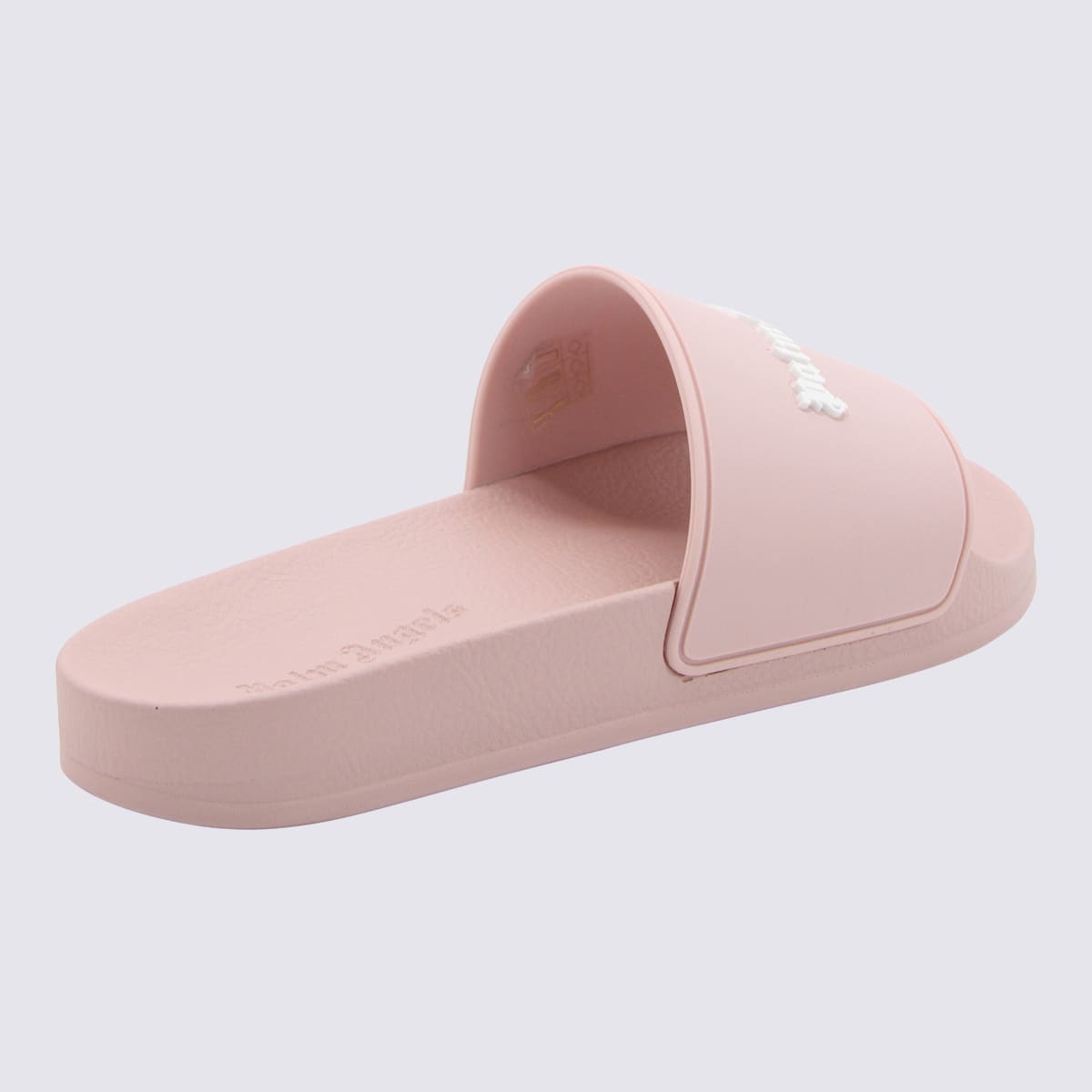 Shop Palm Angels Pink And White Rubber Slides