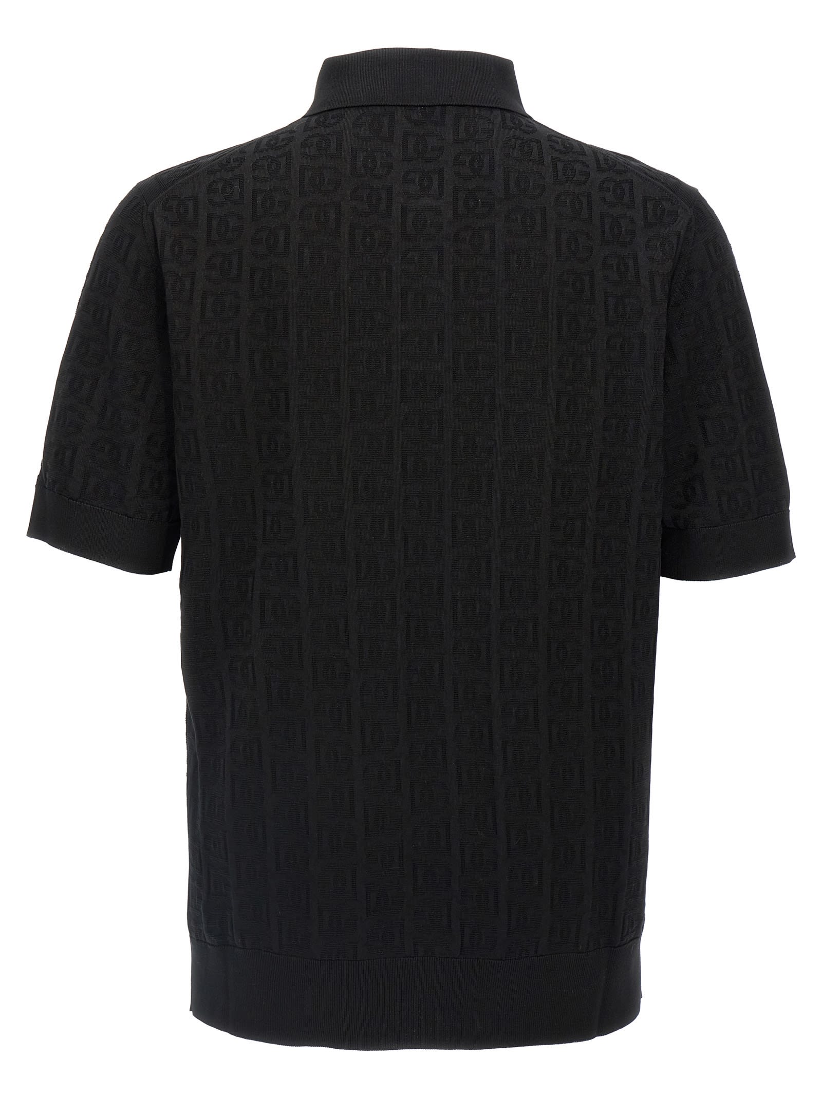 Shop Dolce & Gabbana Jacquard Logo Polo Shirt In Black