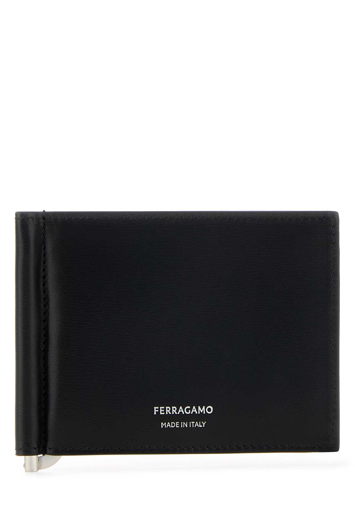 Ferragamo Black Leather Card Holder In Nero