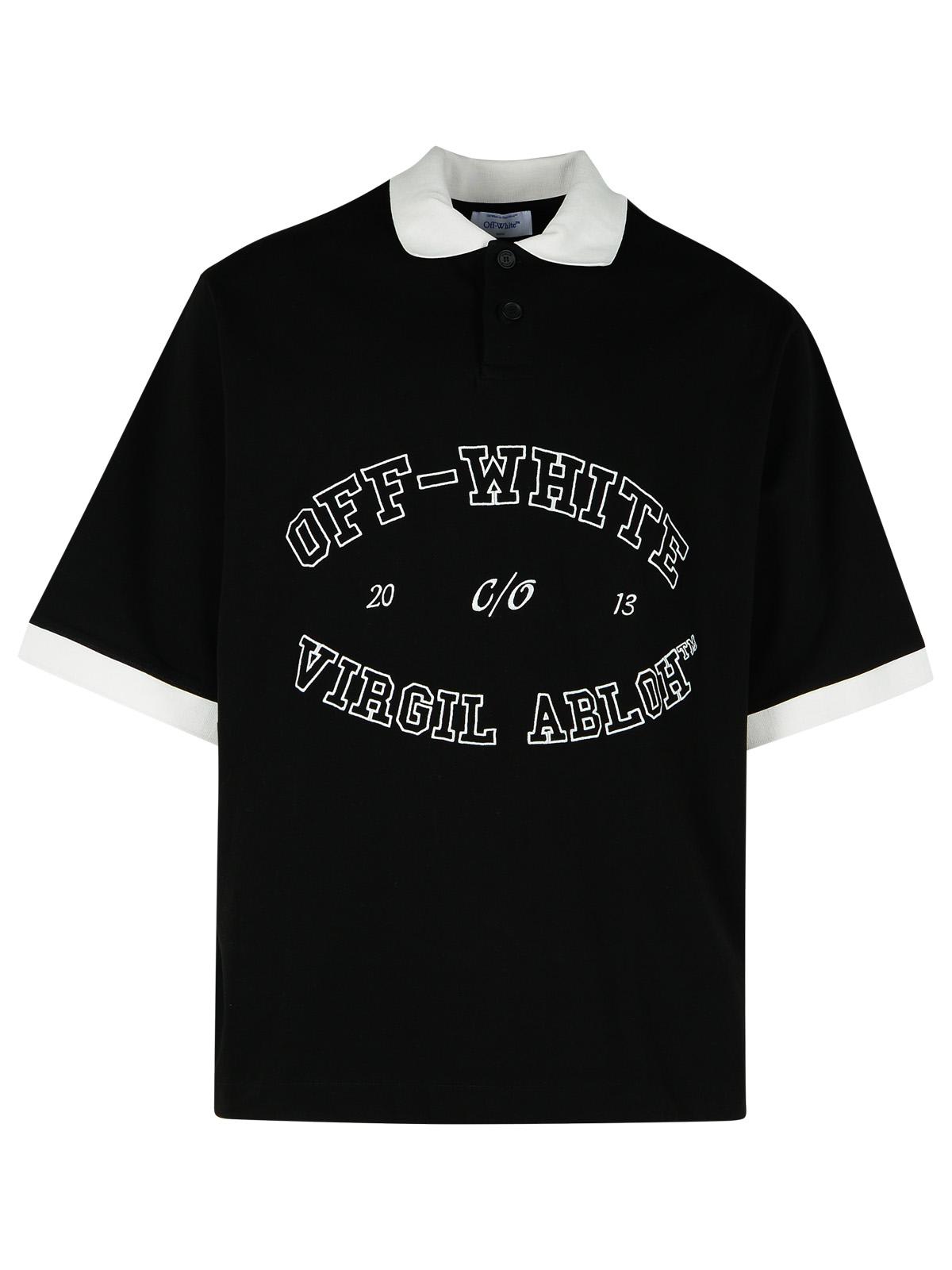 Shop Off-white College Black Cotton Polo Shirt